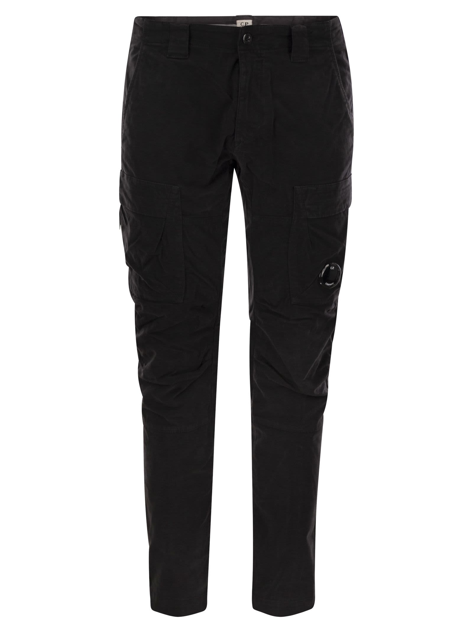 Shop C.p. Company Cargo Trousers With Ergonomic Lenses In Black