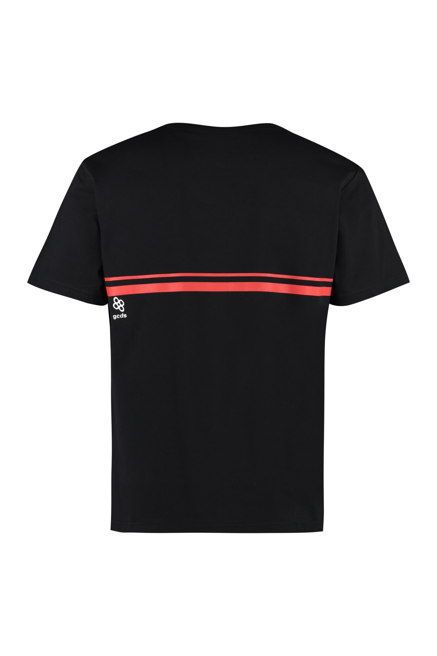 Shop Gcds Cotton Crew-neck T-shirt In Black