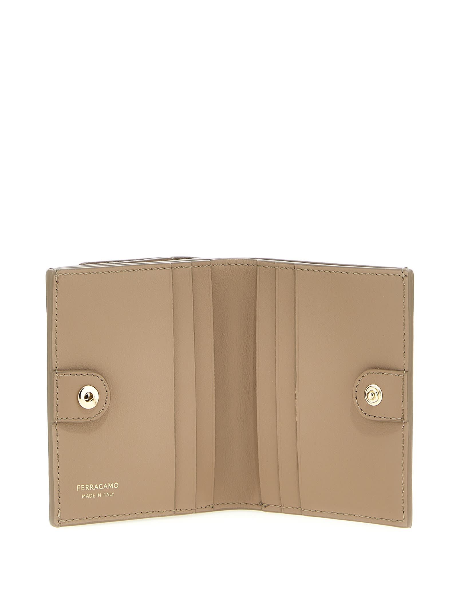 Shop Ferragamo Patent Leather Wallet In Beige