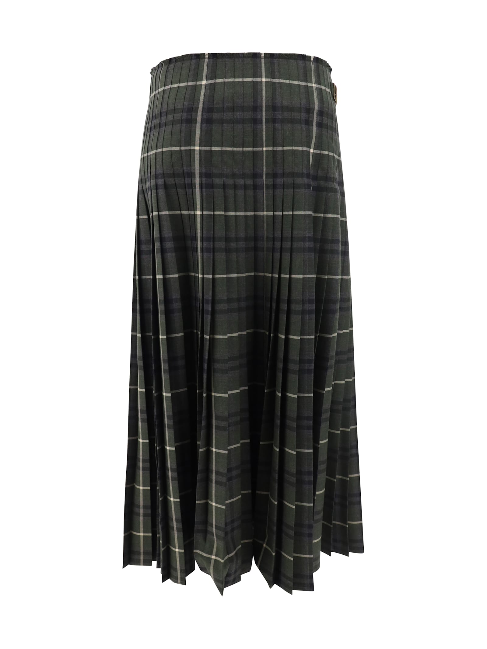 Shop Burberry Kilt Long Skirt In Marsh Ip Check