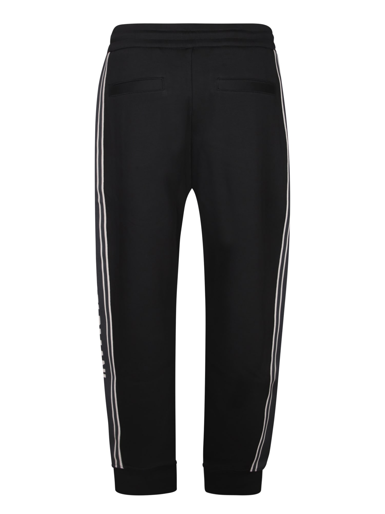 Emporio Armani Asv Double-jersey Joggers With Logo Stripes In Black