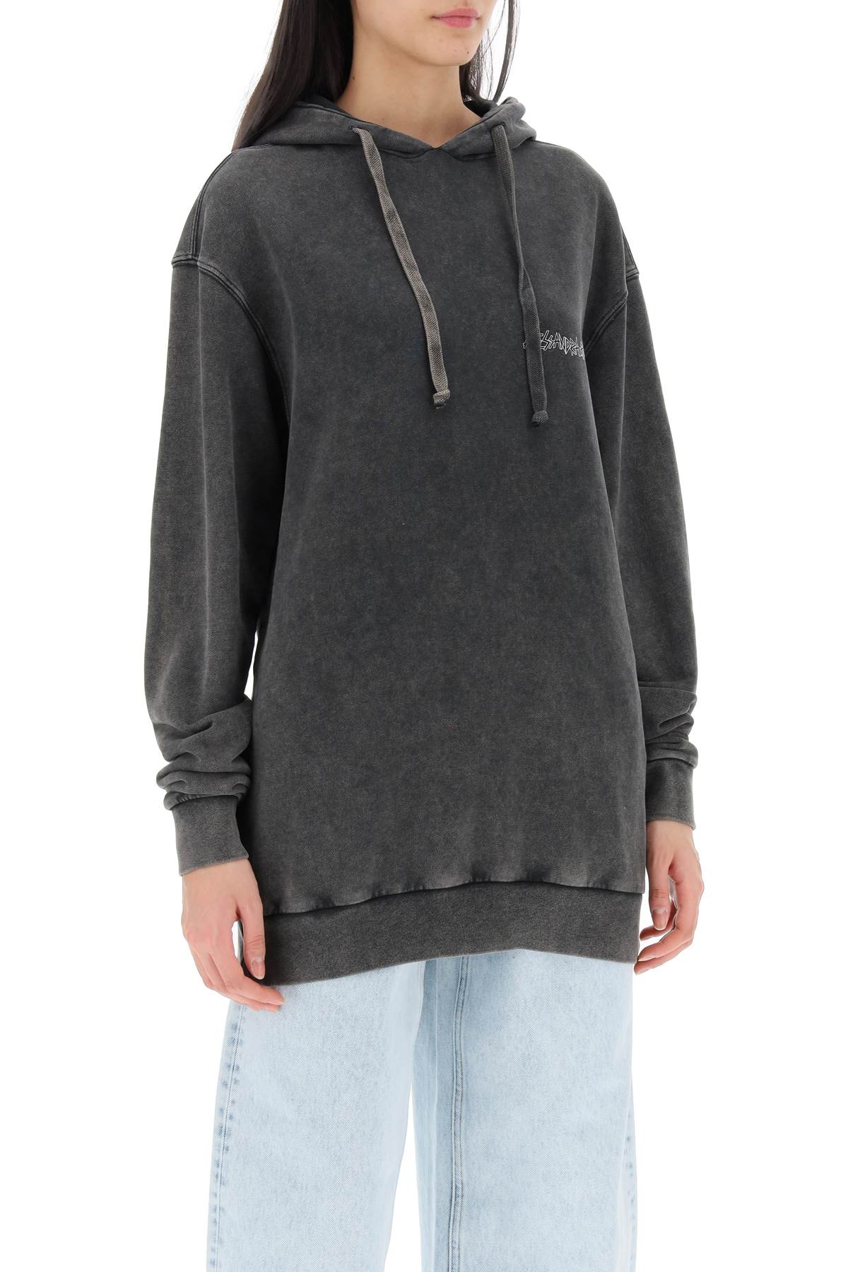 Shop Alessandra Rich Graphite Cotton Oversize Sweatshirt In Grey