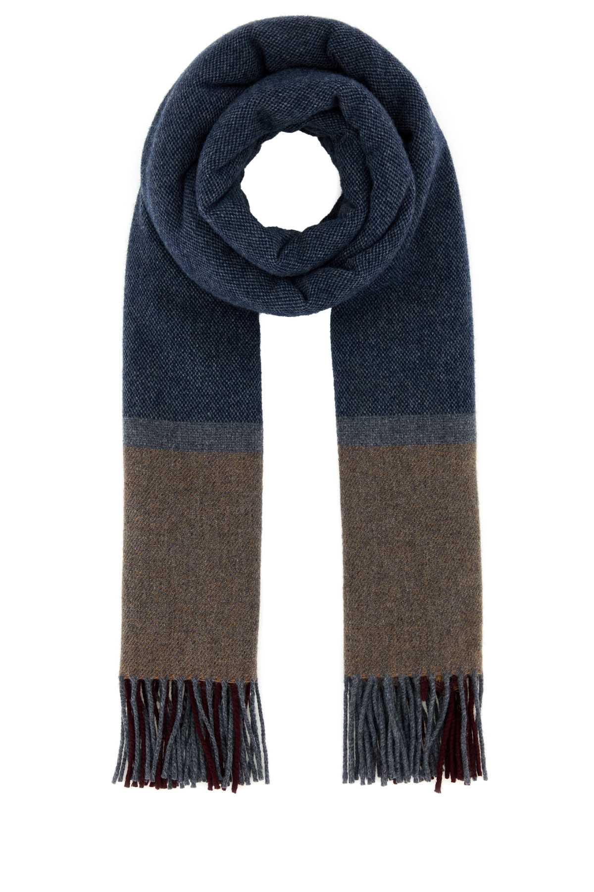 Shop Fendi Multicolor Wool Scarf In Blubordeaux