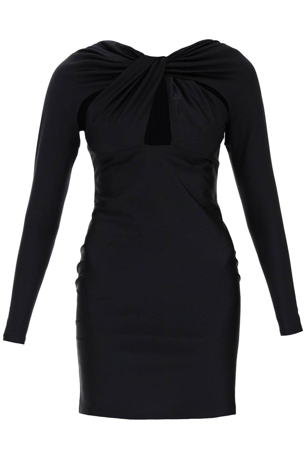 Shop Coperni Twist Detailed Cut-out Mini Dress In Black