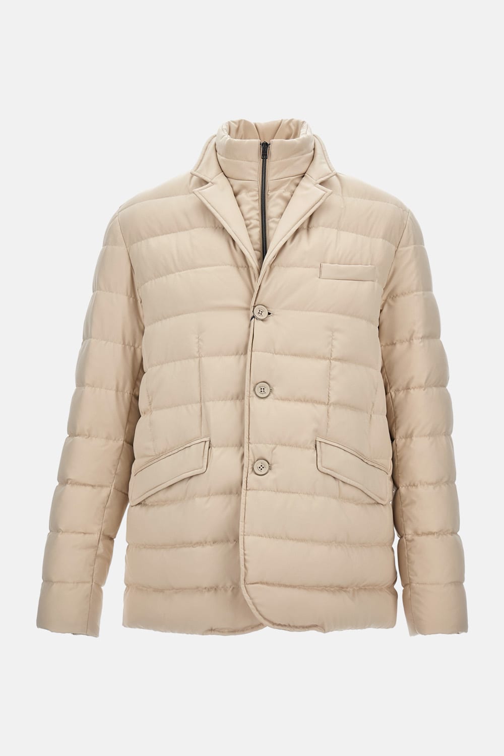 Herno Quilted Button-fastening Padded Jacket In Neutral