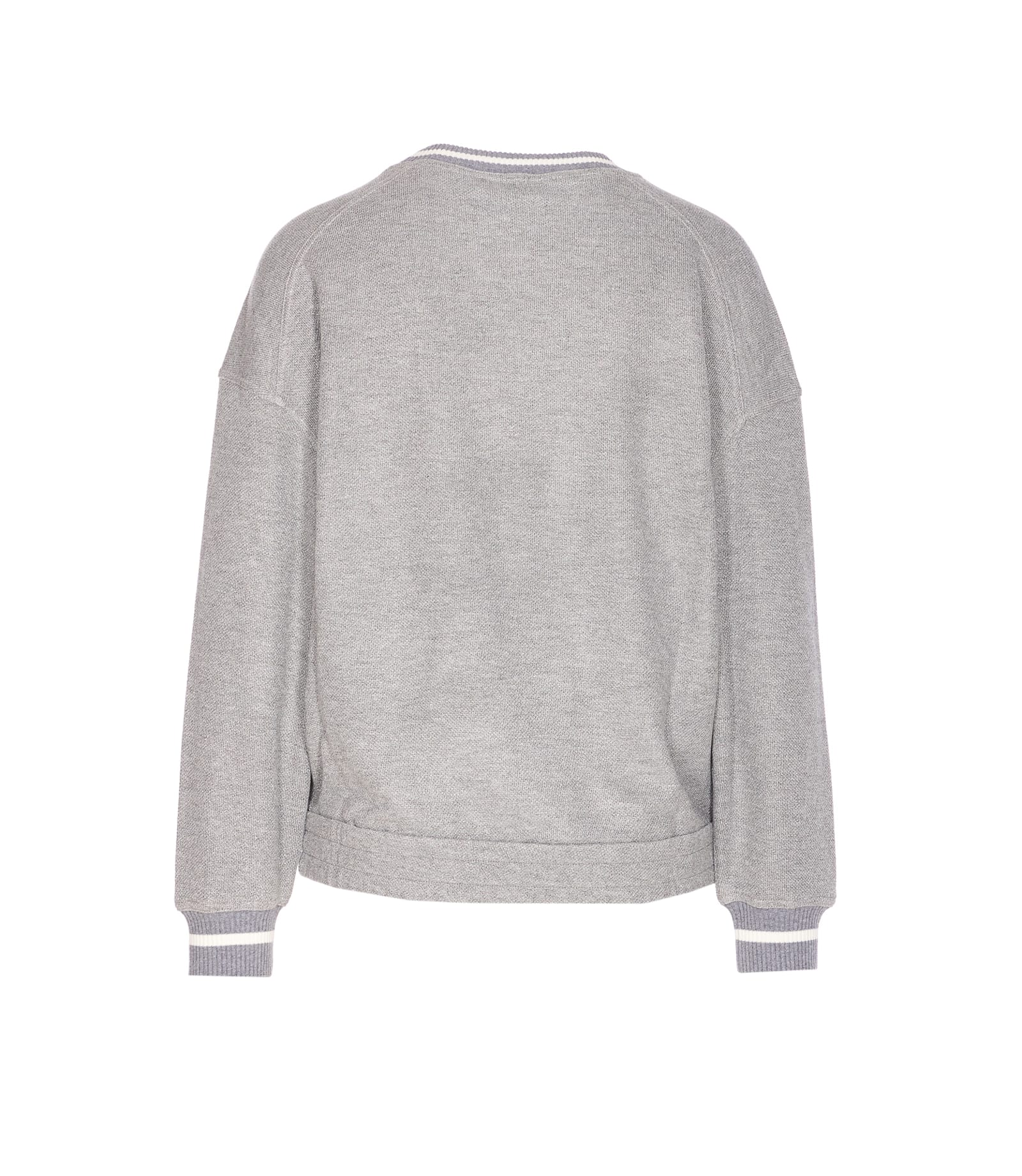 Brunello Cucinelli Grey Embroidered Logo Sweatshirt In Gray
