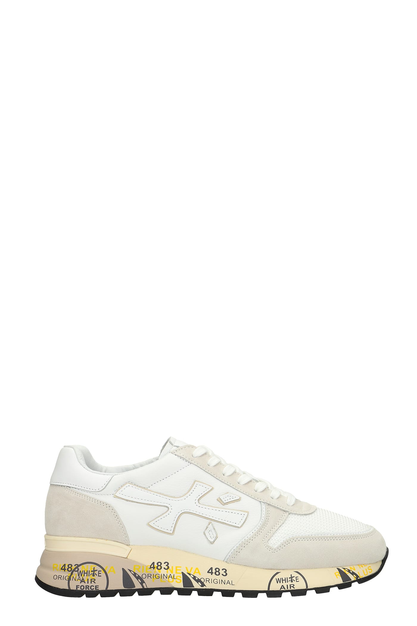 Premiata Mick Sneakers In White Suede And Leather