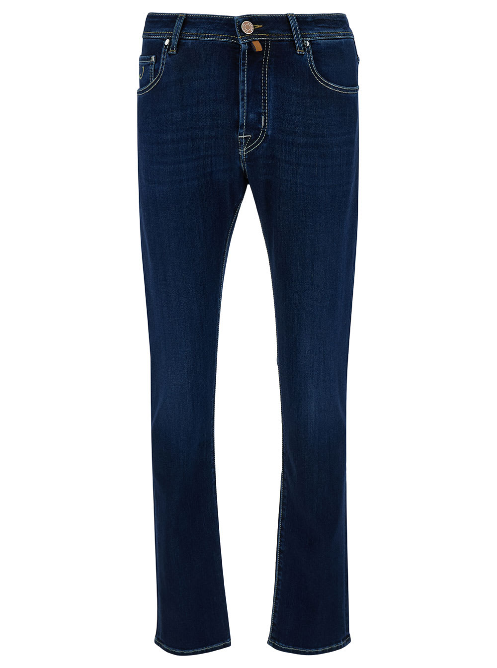 Shop Jacob Cohen Low Waist Blue Slim Jeans In Cotton Blend Man