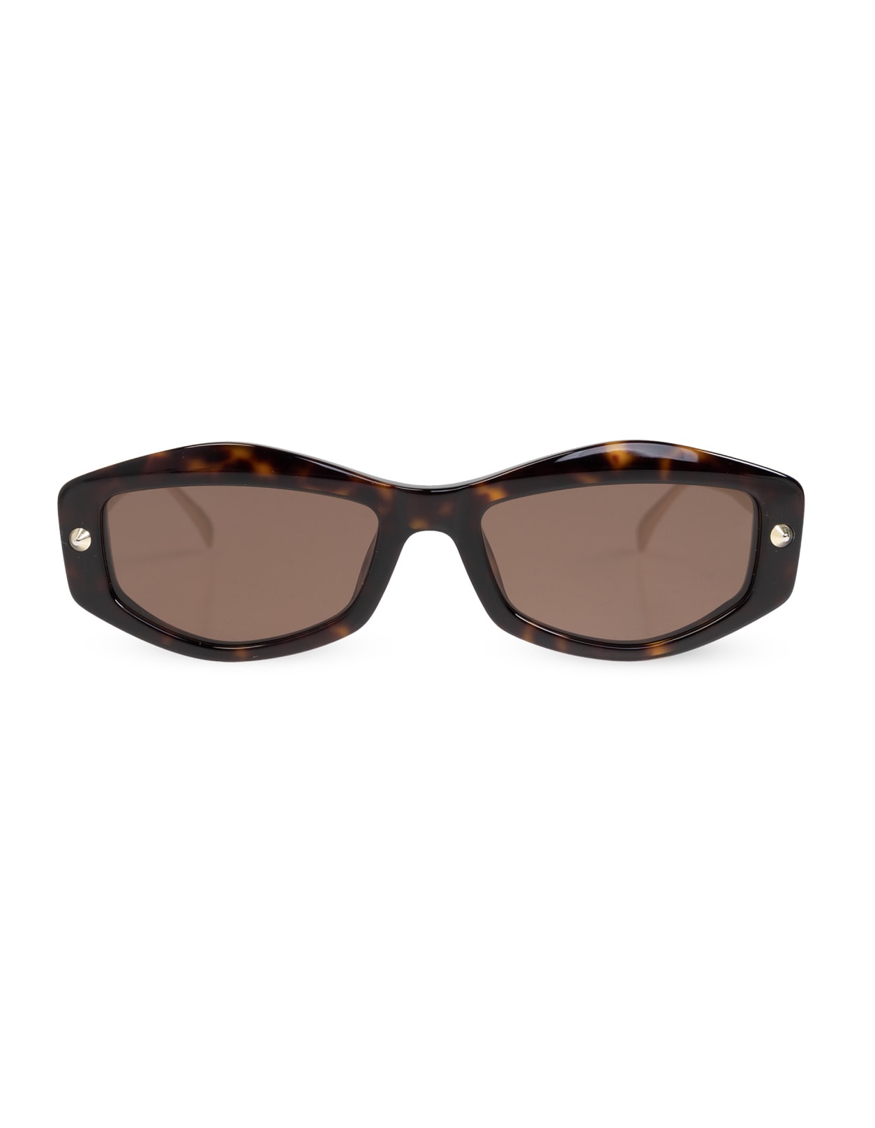 Shop Alexander Mcqueen Geometric Spike Studs Sunglasses In Havana/smoky In Brown