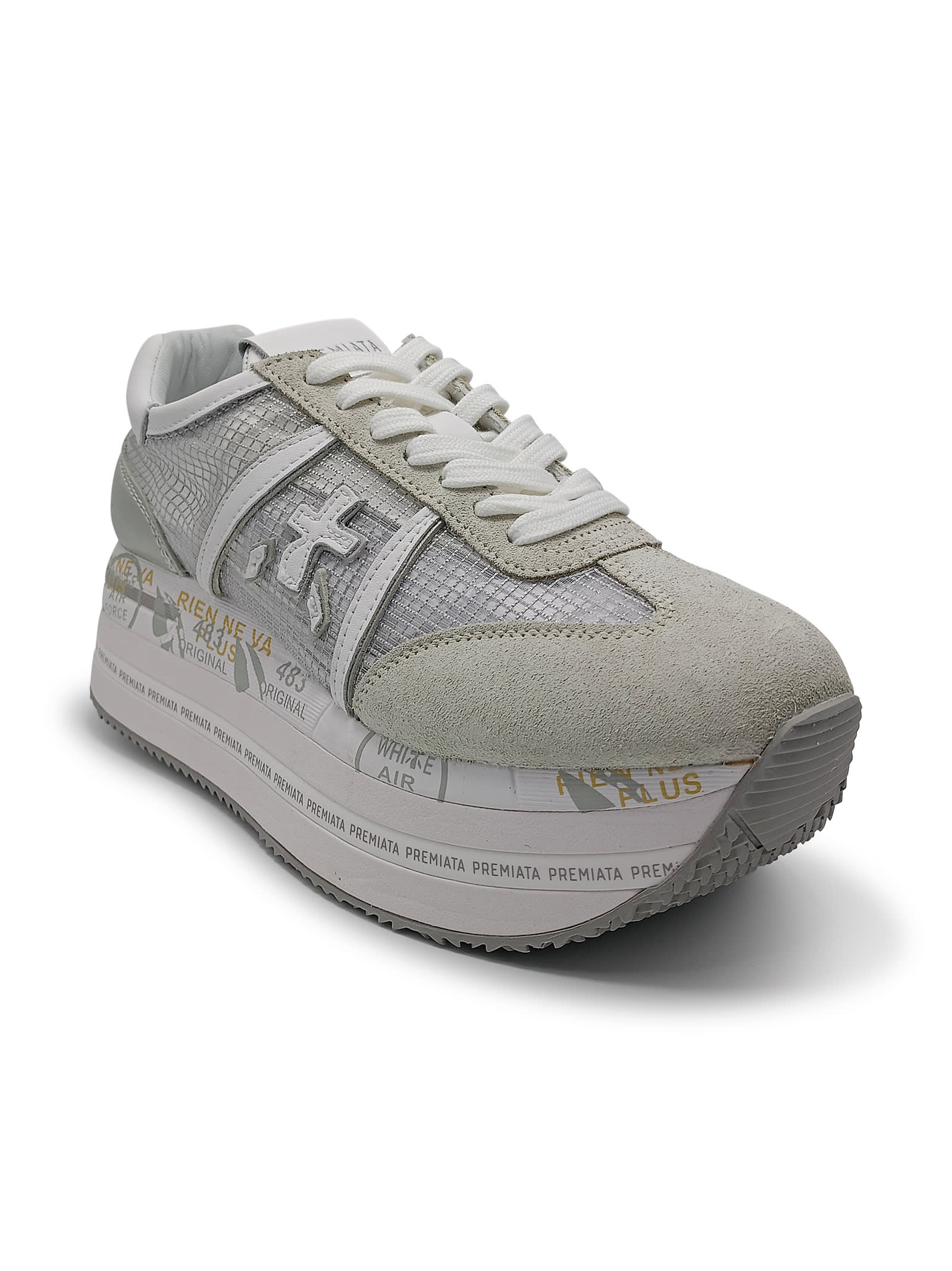 Shop Premiata Beth Sneakers With Logo Application In Grey