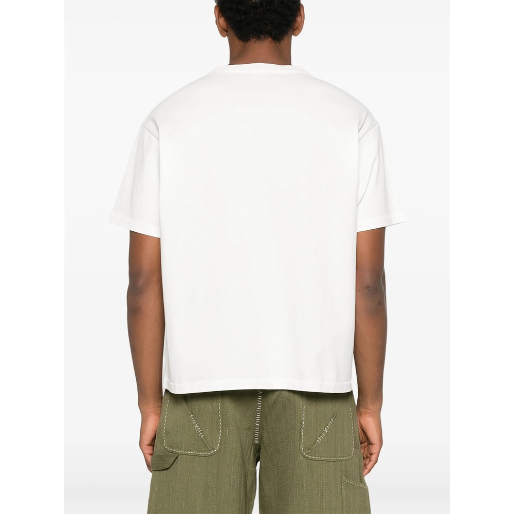 Bode Beaded Leaf Embellished Printed Cotton-jersey T-shirt In White