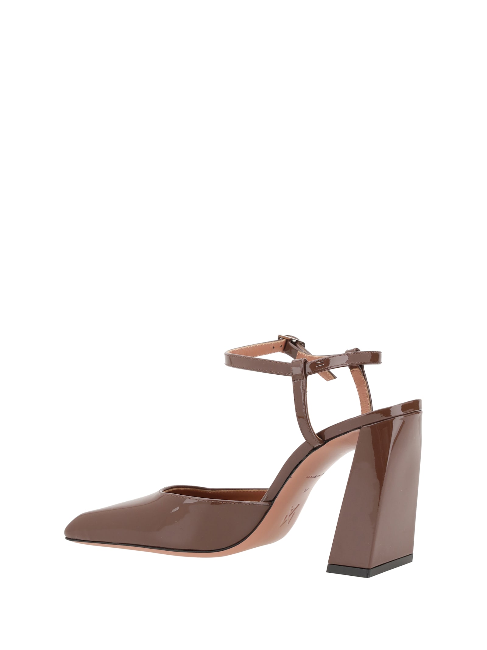 Amina Muaddi Grape Leather Charlotte Pumps In Chocolate/silver