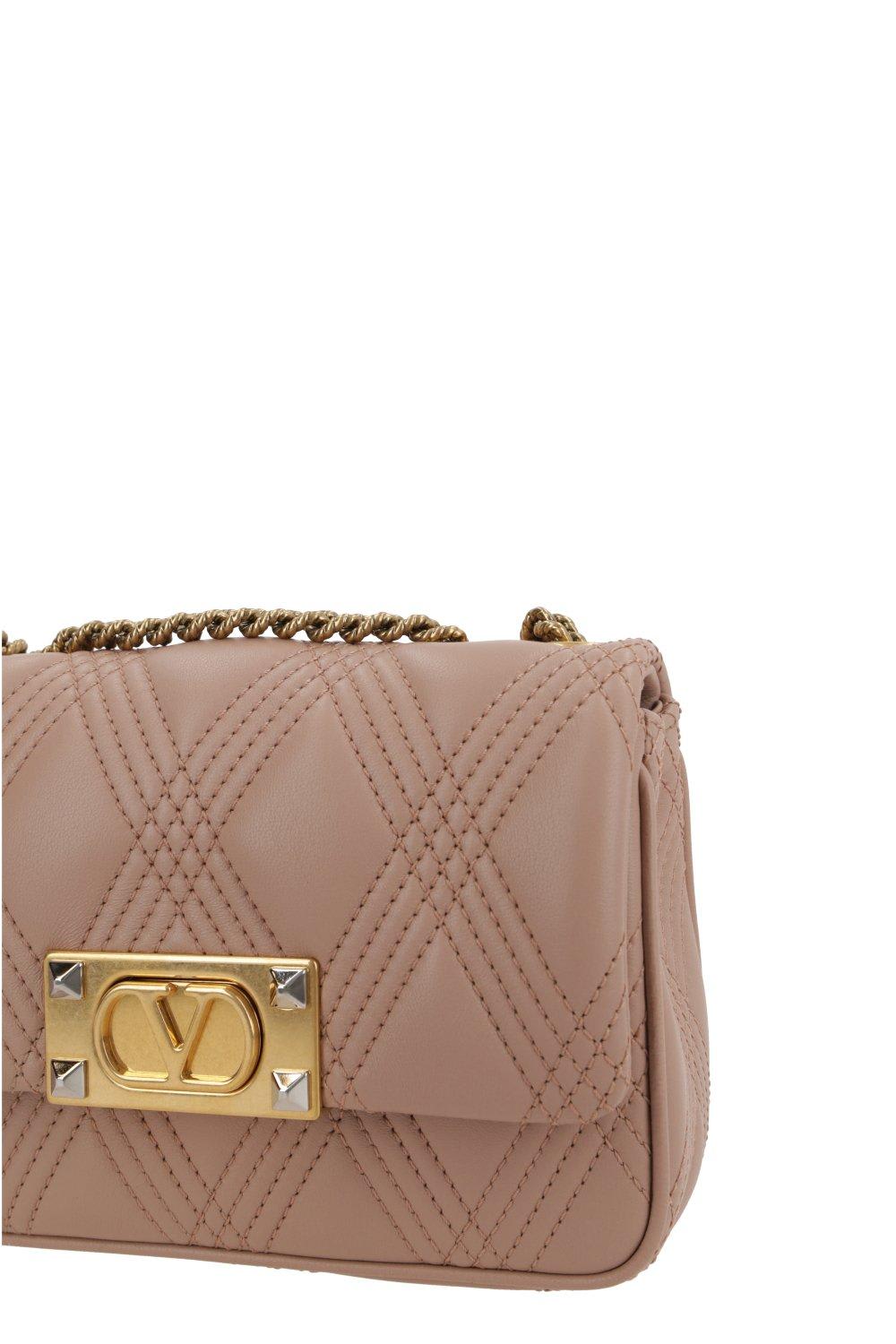 Valentino Garavani Rockstud Foldover Top Shoulder Bag In Pink