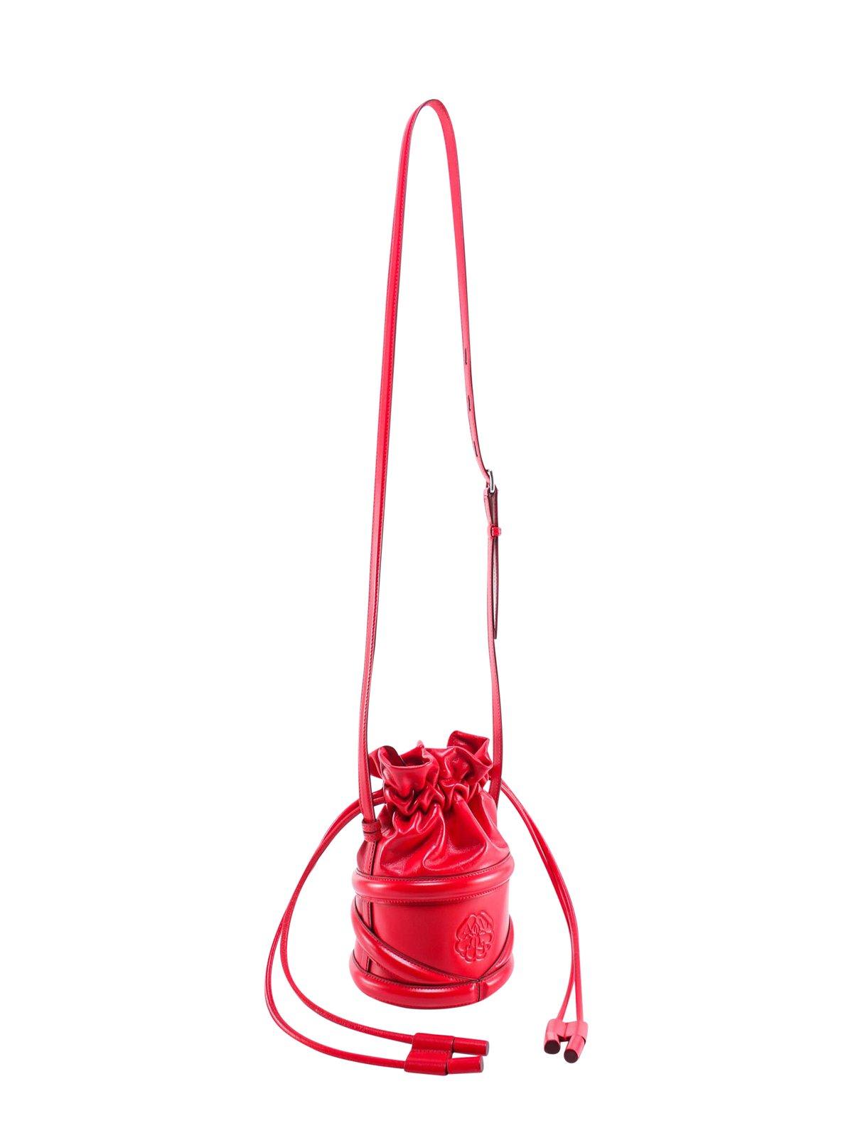 ALEXANDER MCQUEEN LOGO DETAILED DRAWSTRING BUCKET BAG 