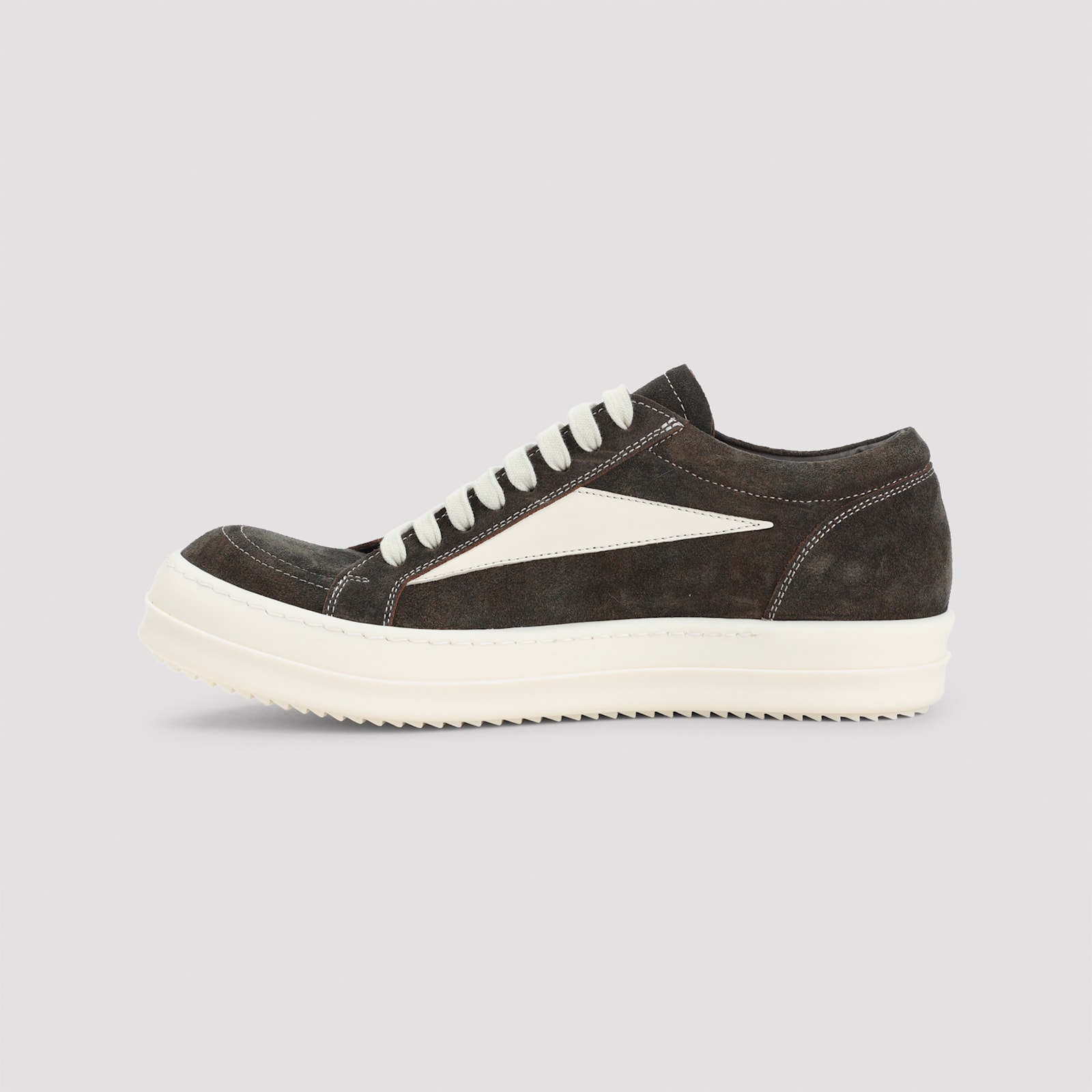 Rick Owens Indigo Blue Suede Leather Vintage Sneakers With Contrasting Details In Black