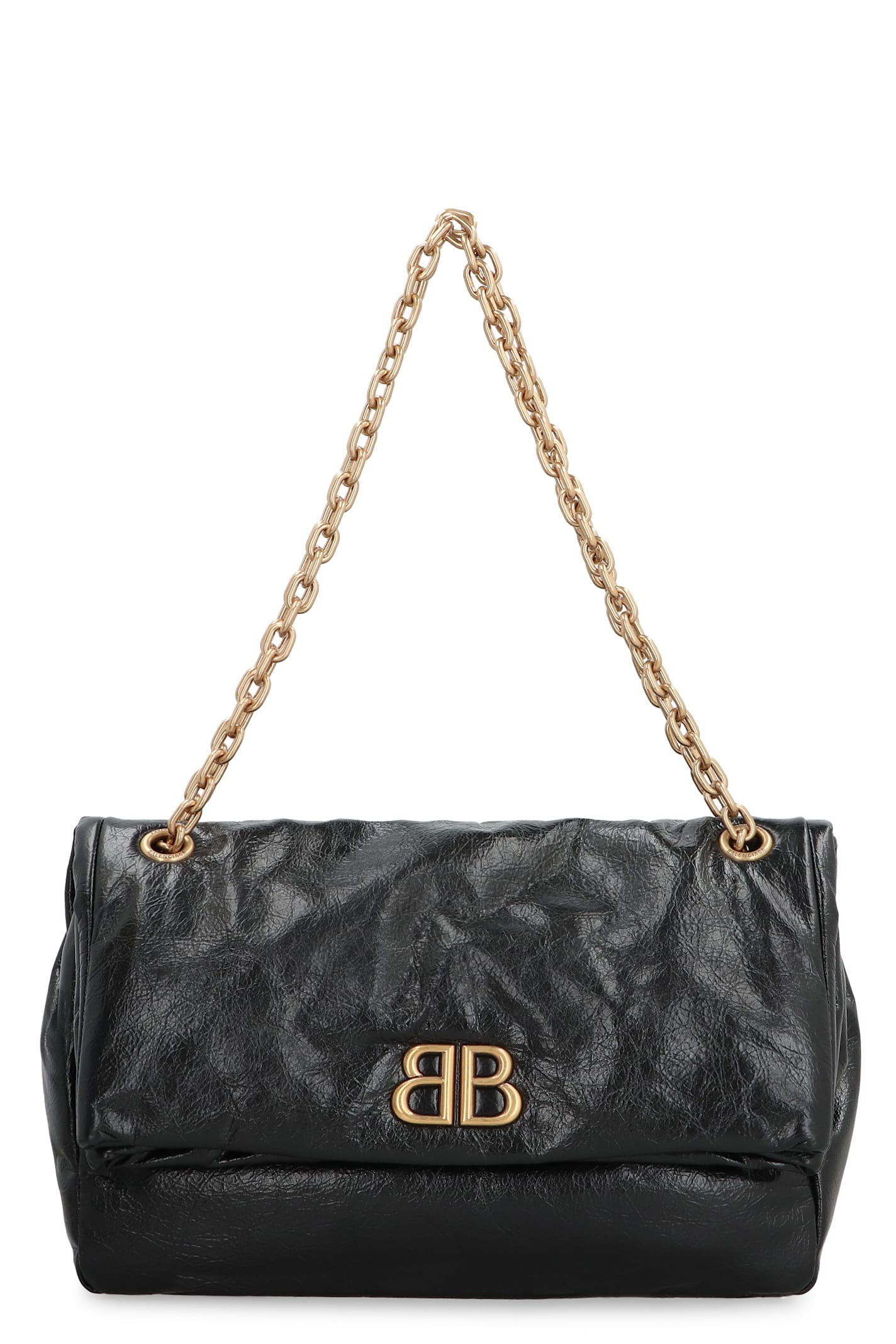 Shop Balenciaga Monaco Medium Leather Shoulder Bag In Black