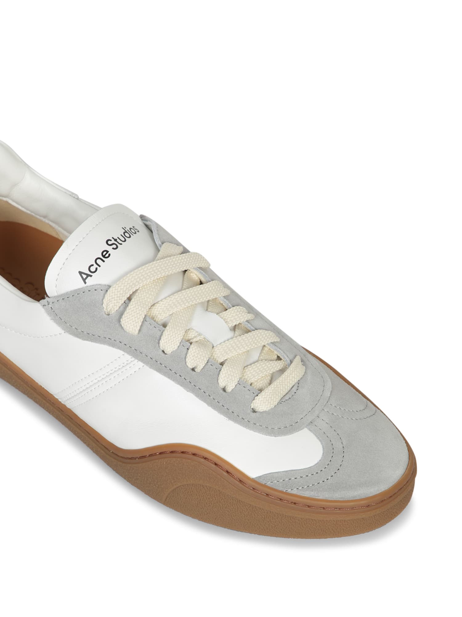 Shop Acne Studios Bars Beige And White Sneakers