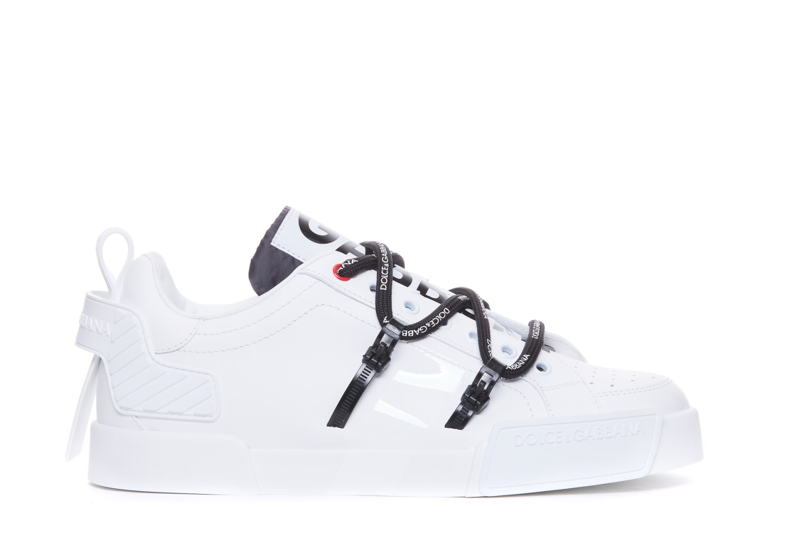 Shop Dolce & Gabbana Portofino Leather And Patent Sneakers In White