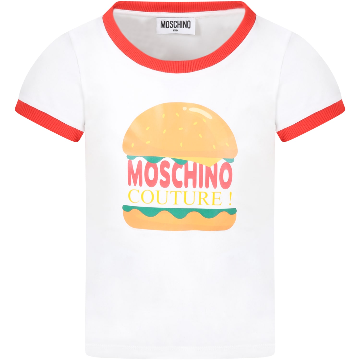 Moschino White T-shirt For Kids With Sandwich