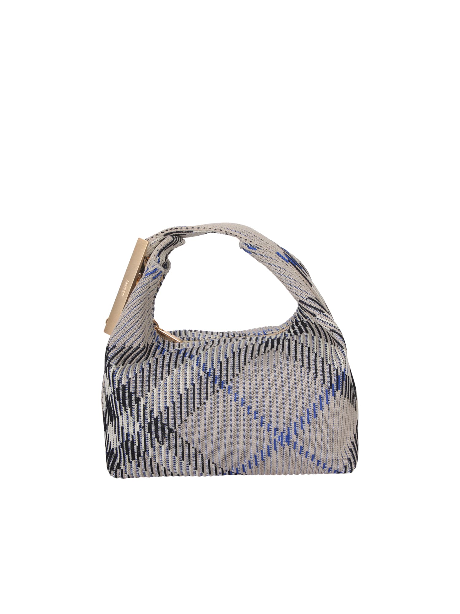 Shop Burberry Mini Peg Check Beige Blue Bag