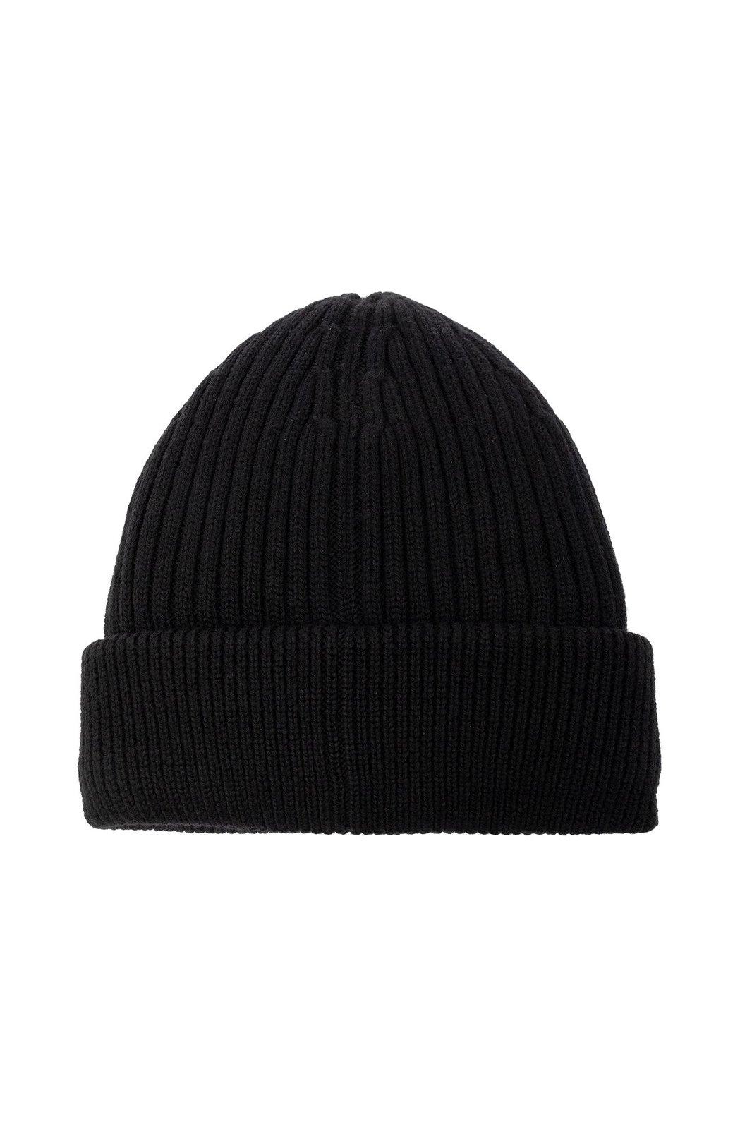 Shop Moncler Logo Embroidered Beanie In Black