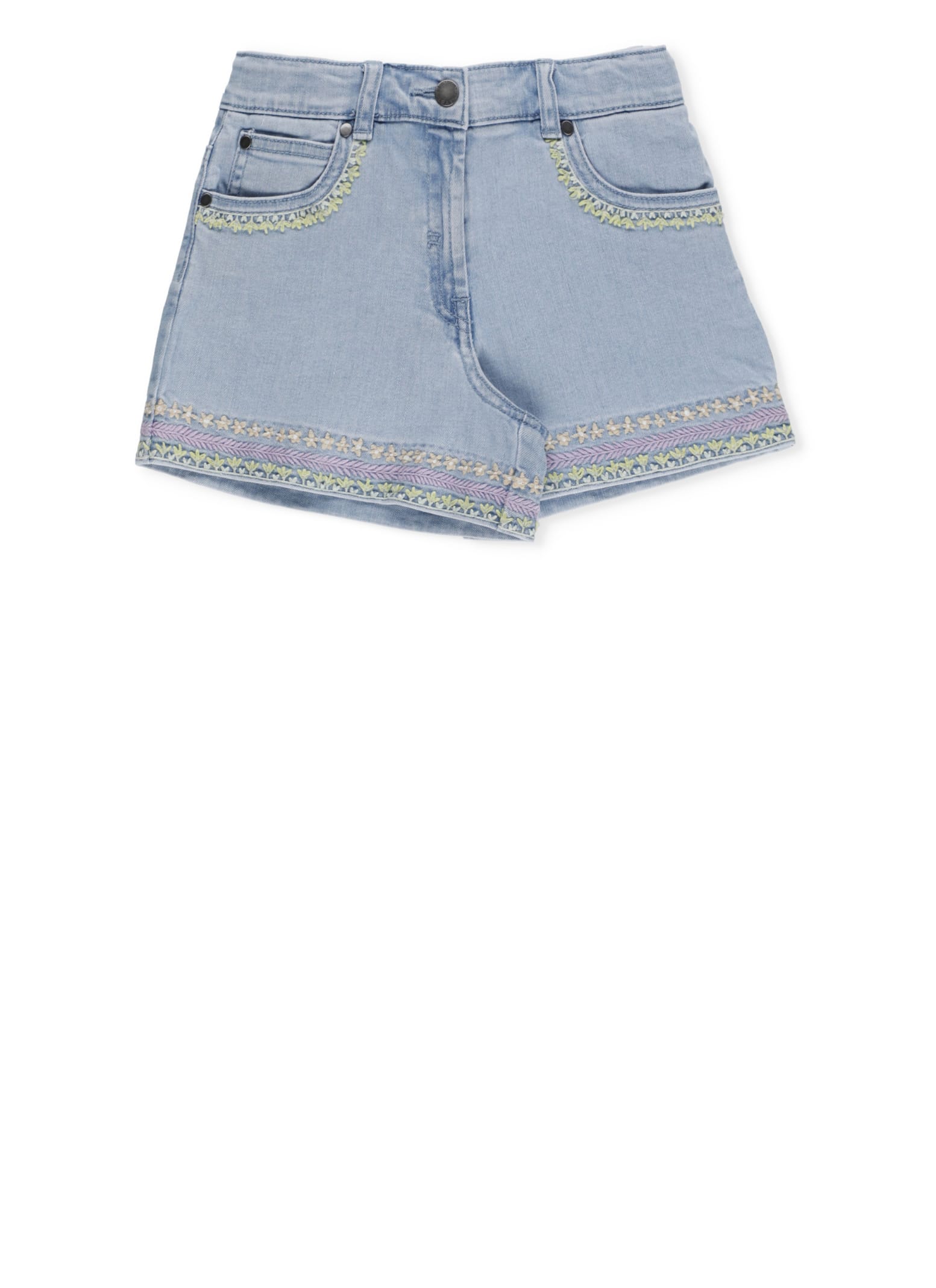 STELLA MCCARTNEY COTTON SHORTS WITH EMBROIDERIES