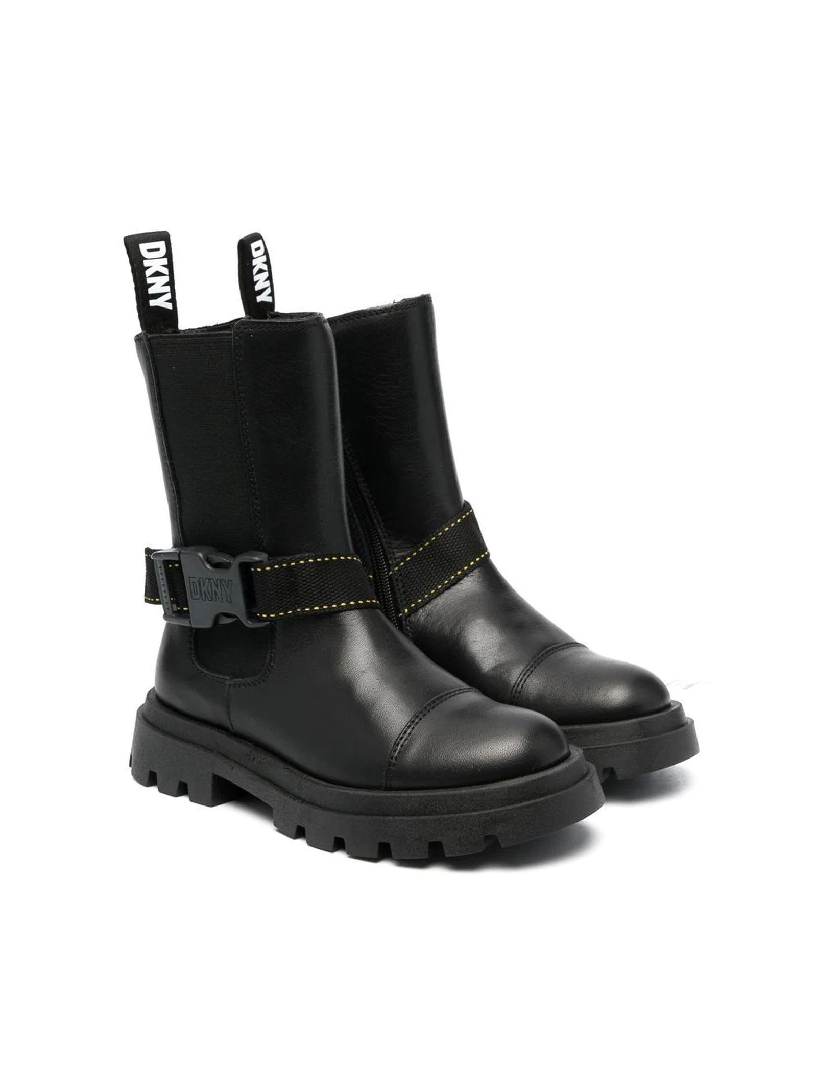 DKNY BLACK LEATHER BOOTS
