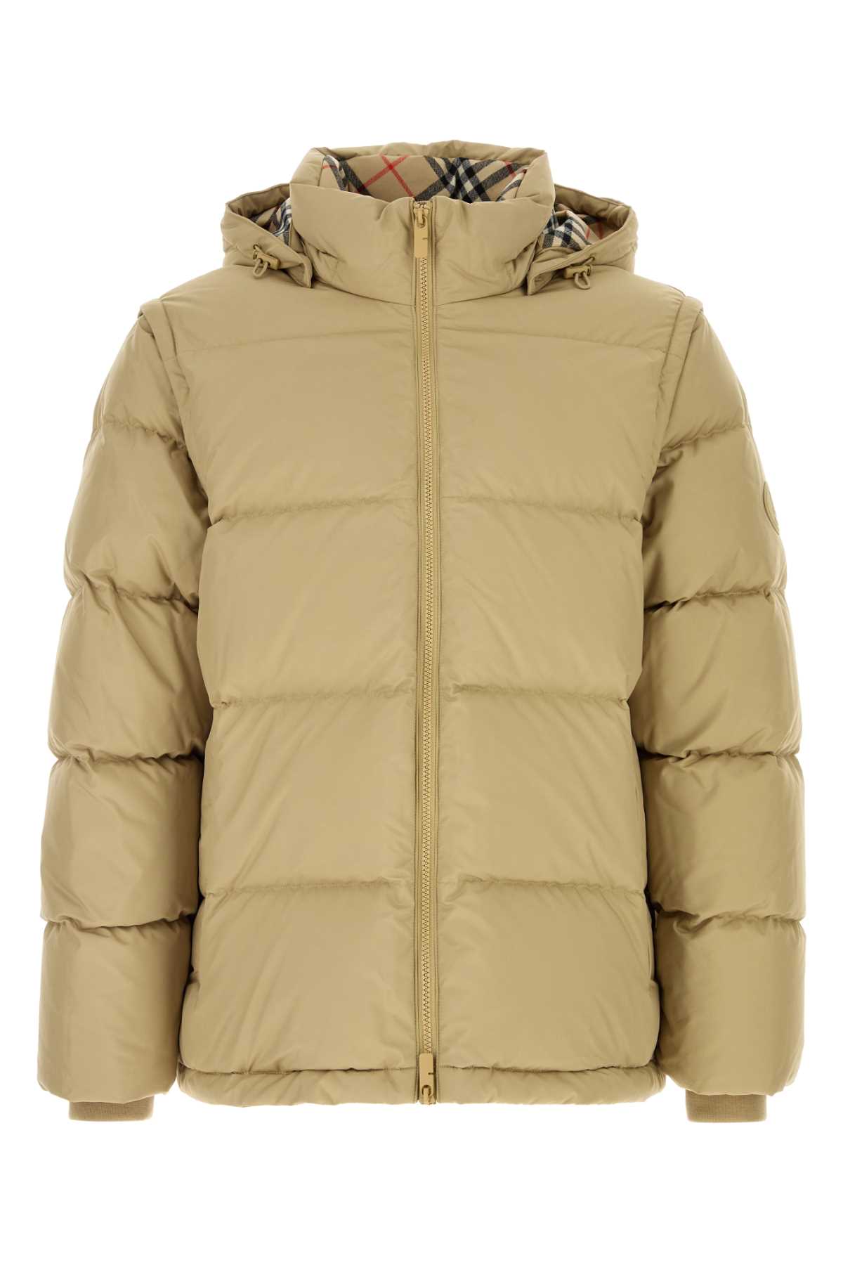 Burberry Beige Polyester Down Jacket In Brown