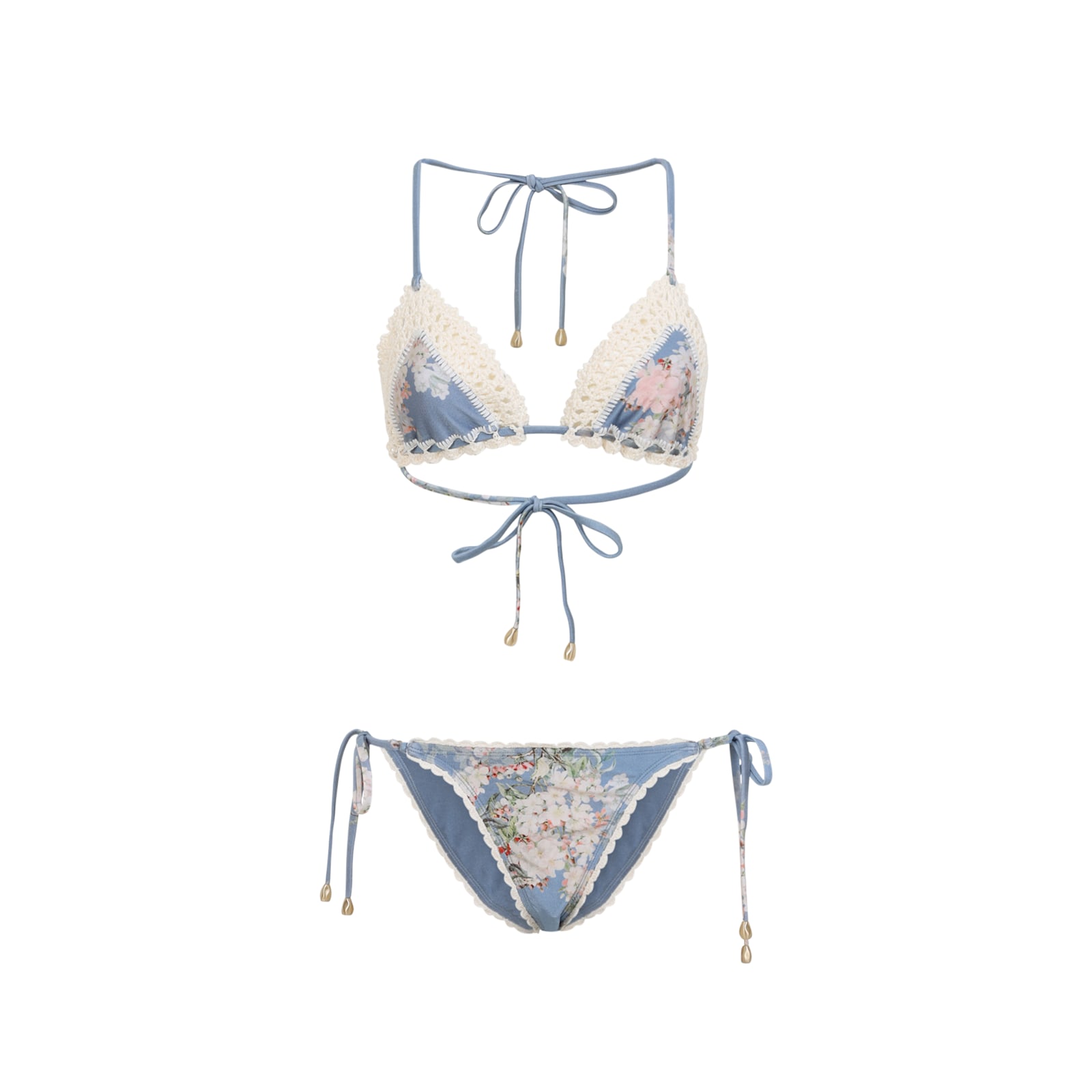 Zimmermann Cascadian Crochet Tri Bikini In Blue
