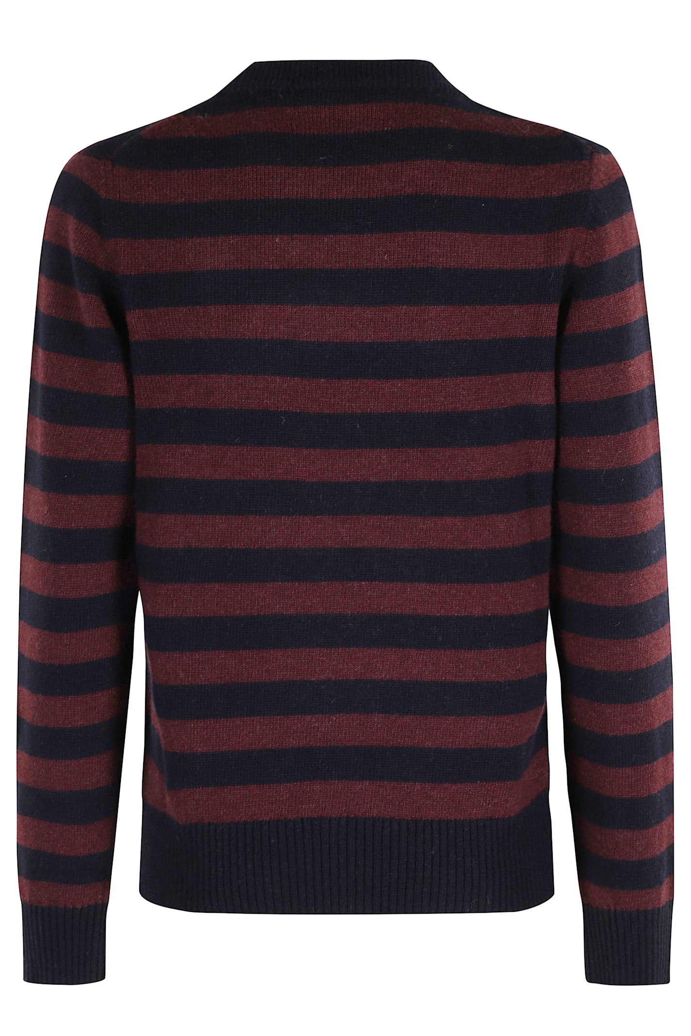 Ganni Graphic Wool Mix Poodle Stripe Crewneck Knitwear Multicolor In Blue
