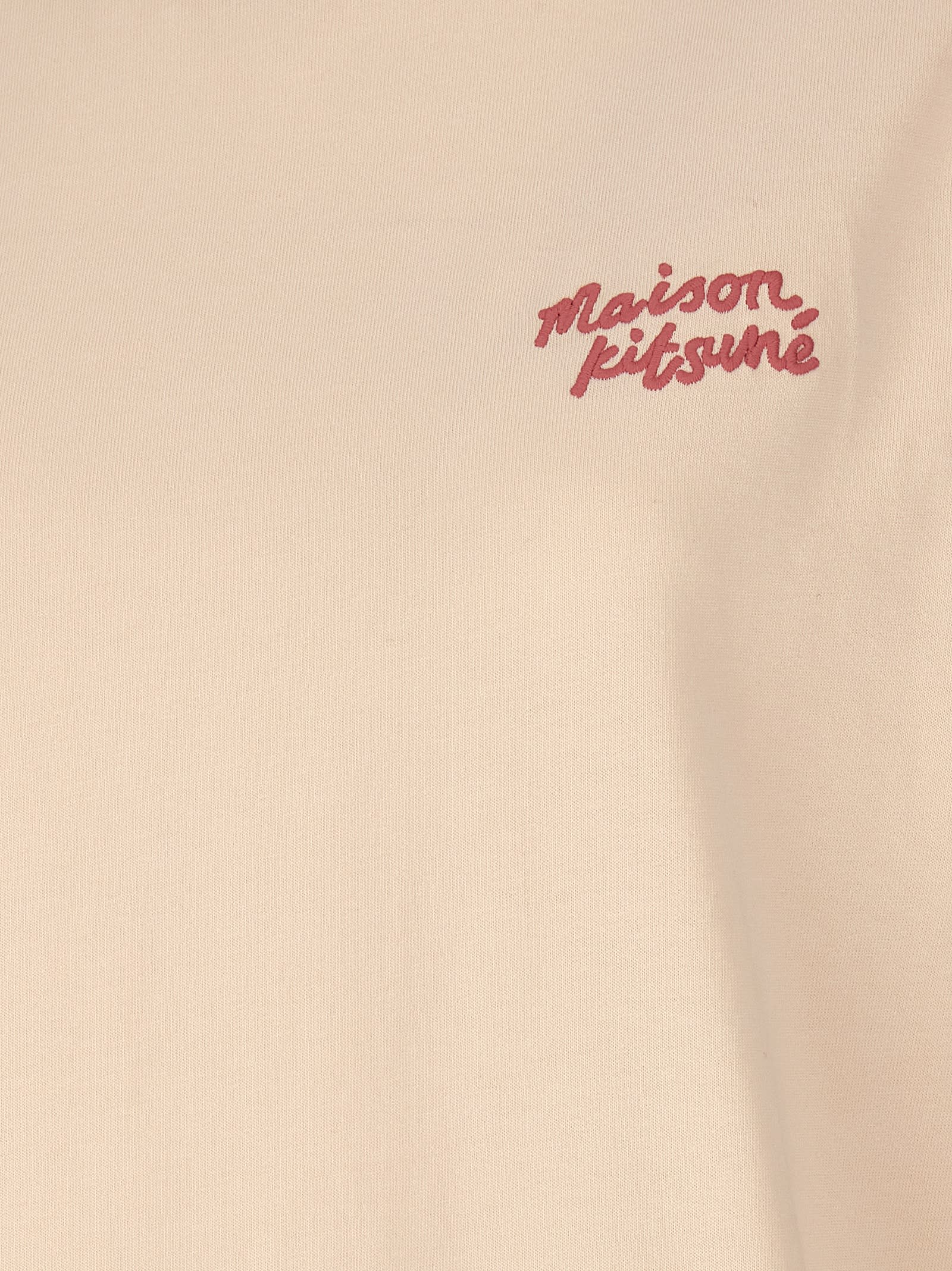 Shop Maison Kitsuné Handwriting T-shirt In Beige