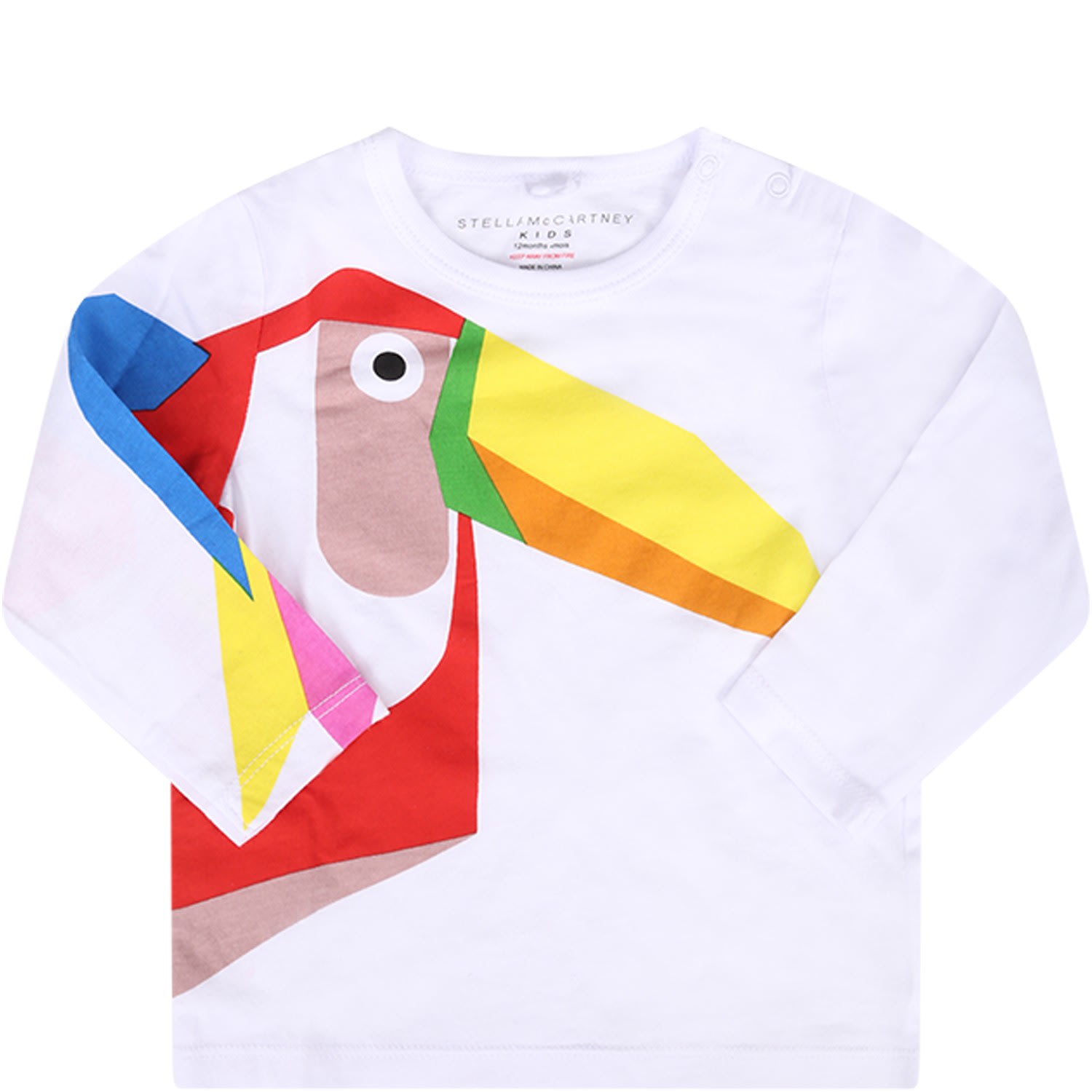 Stella Mccartney White Babykids T-shirt With Colorful Tucan