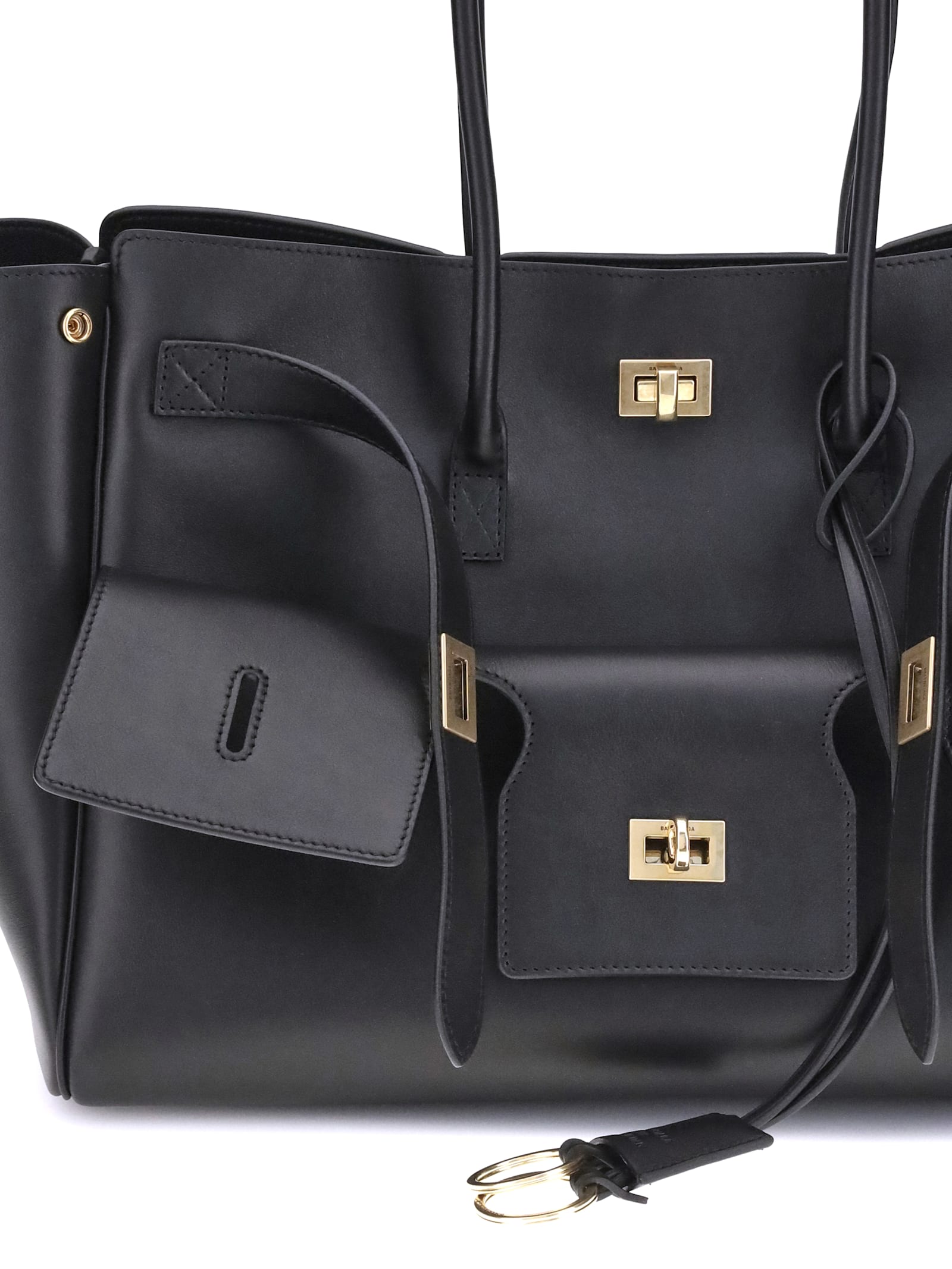 Balenciaga Structured Tote Bag With Buckle And Gold-tone In Black