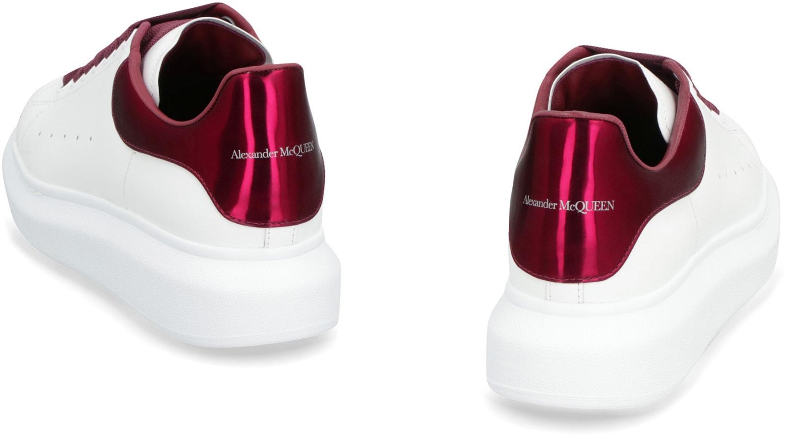 Shop Alexander Mcqueen Larry Leather Sneakers In White