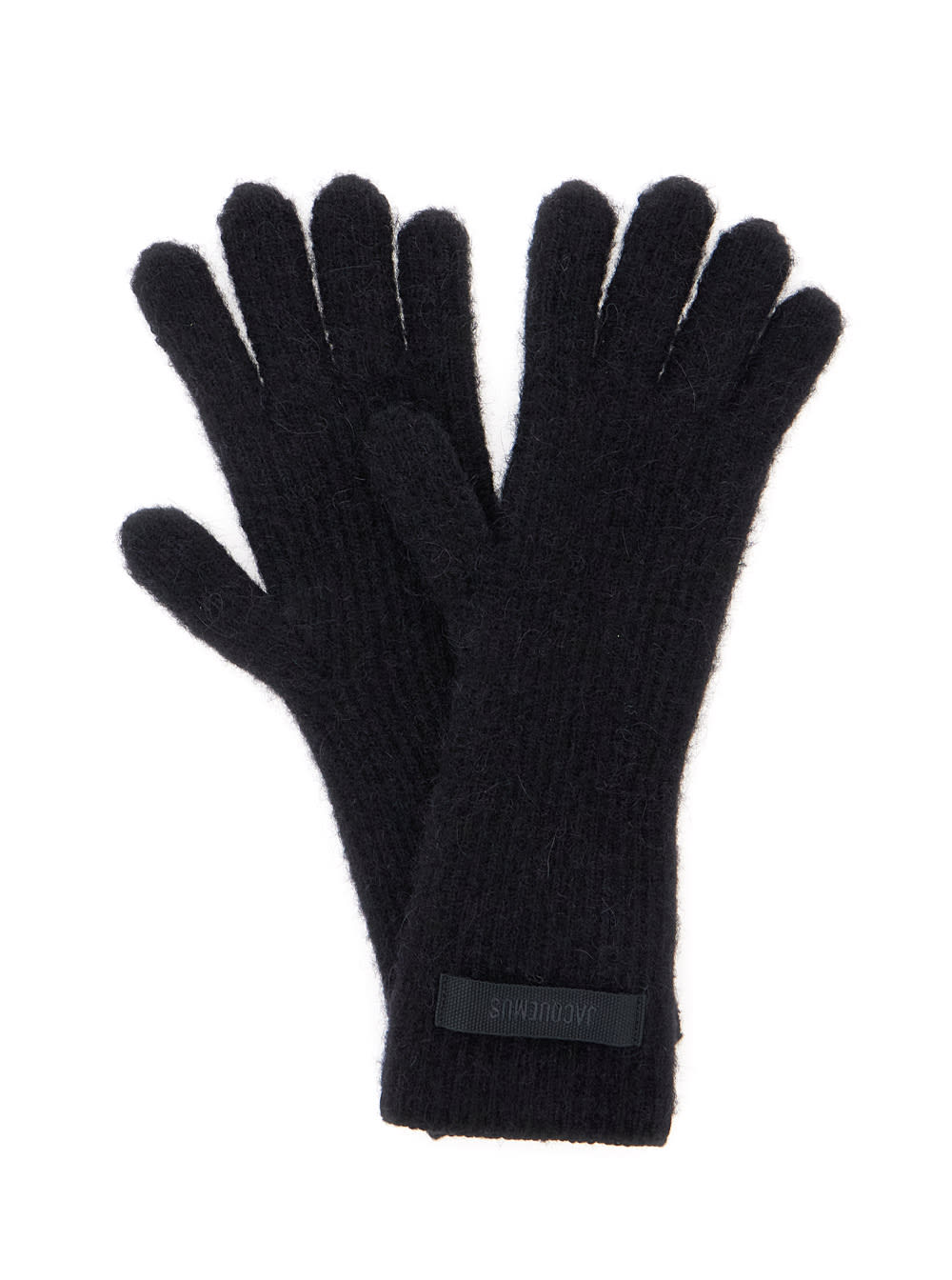 Jacquemus Logo Design Long Length Ribbed Gloves In Black