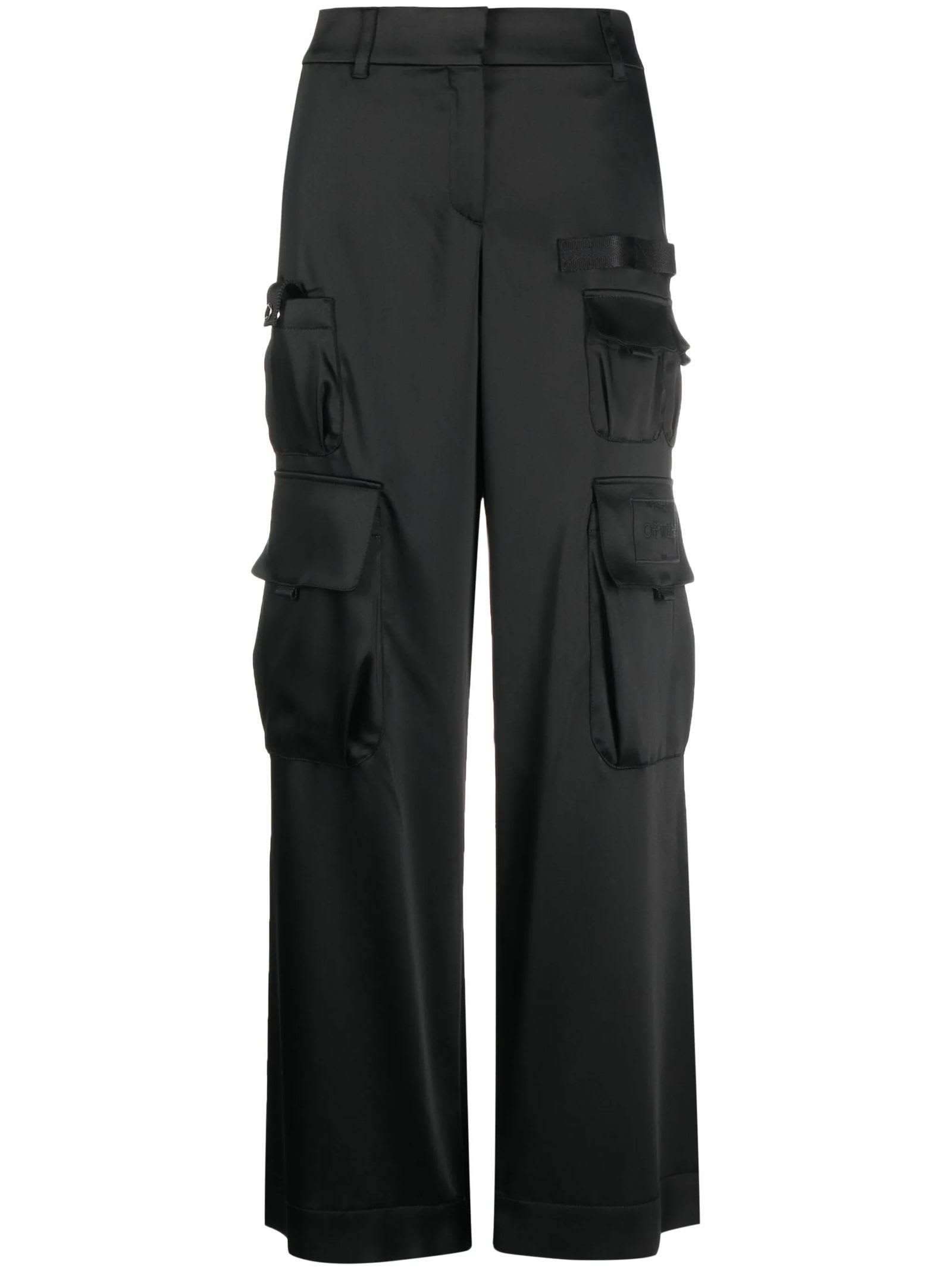 Shop Off-white Toybox Satin Cargo Pants In Black