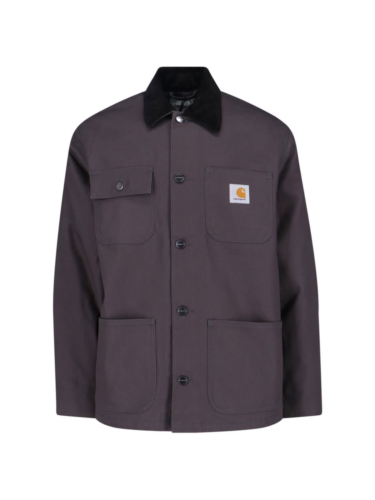Carhartt Collared Neck Jacket With Long Sleeves And Pockets In Gray