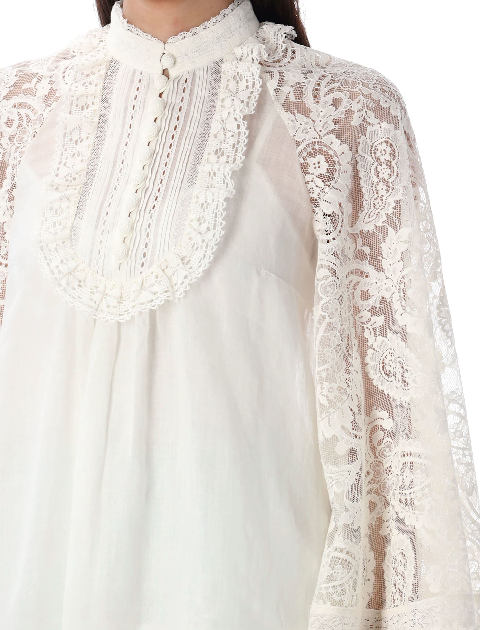 Zimmermann Ascension Lace Yok Tunic In White