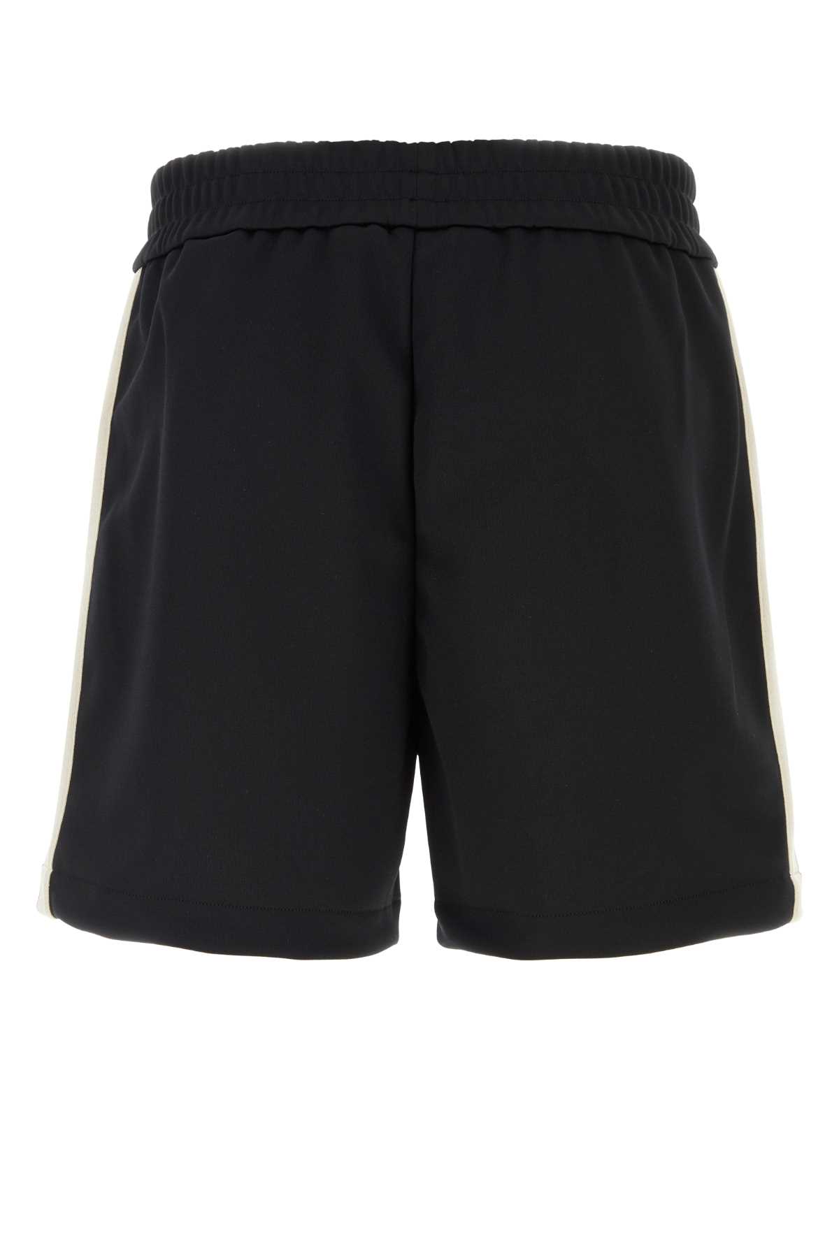 Shop Palm Angels Black Polyester Bermuda Shorts In Blackbutter