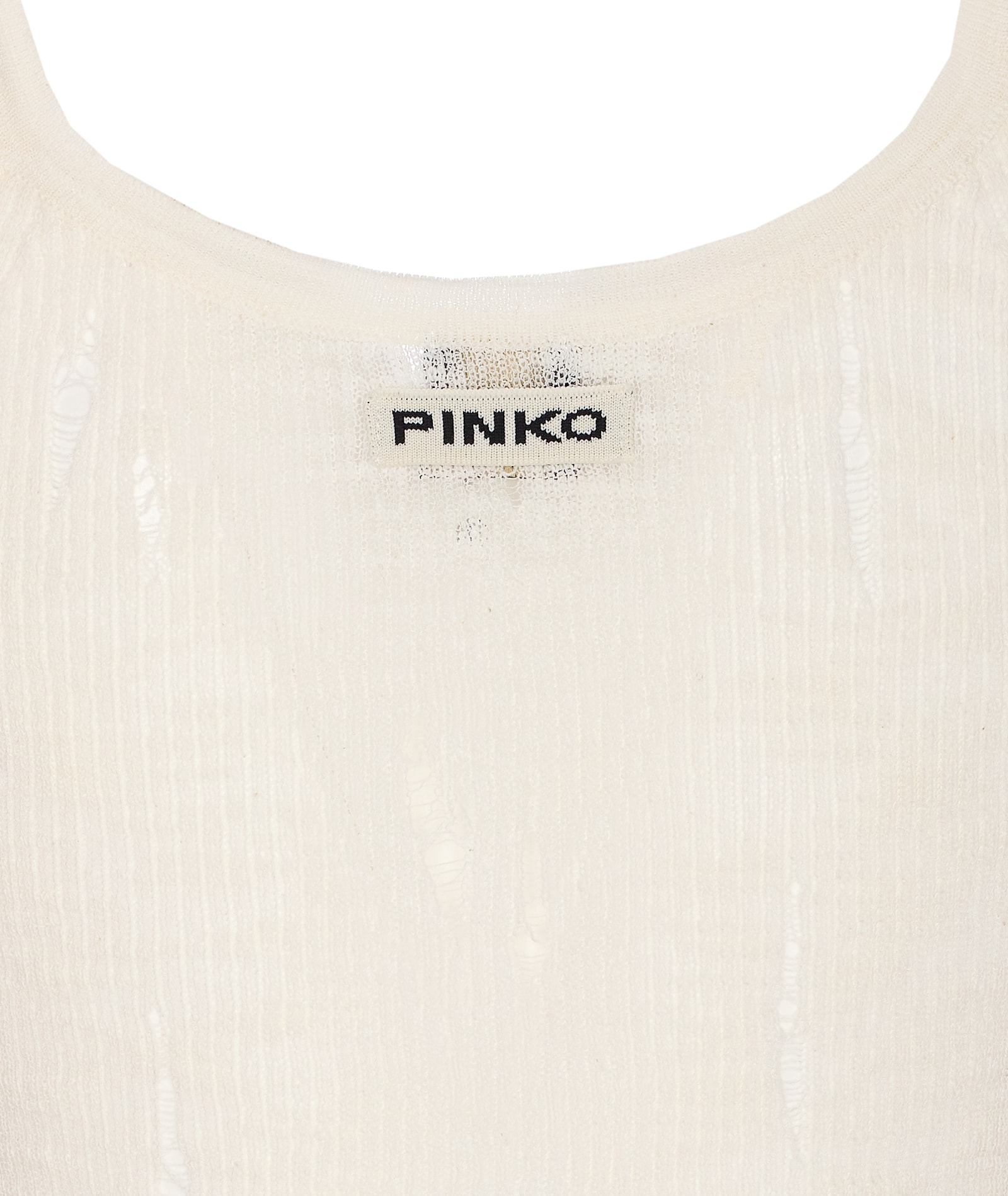Pinko Crewneck Distressed Ribbed Sleeveless Stretch Top