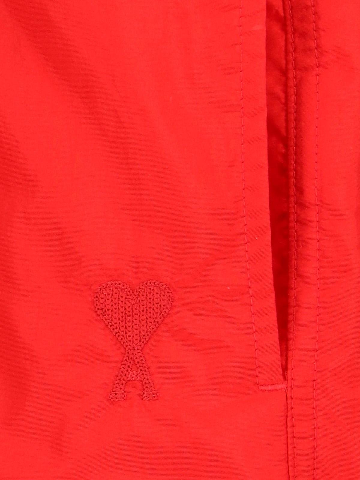 Shop Ami Alexandre Mattiussi Logo Swimming Shorts In Red