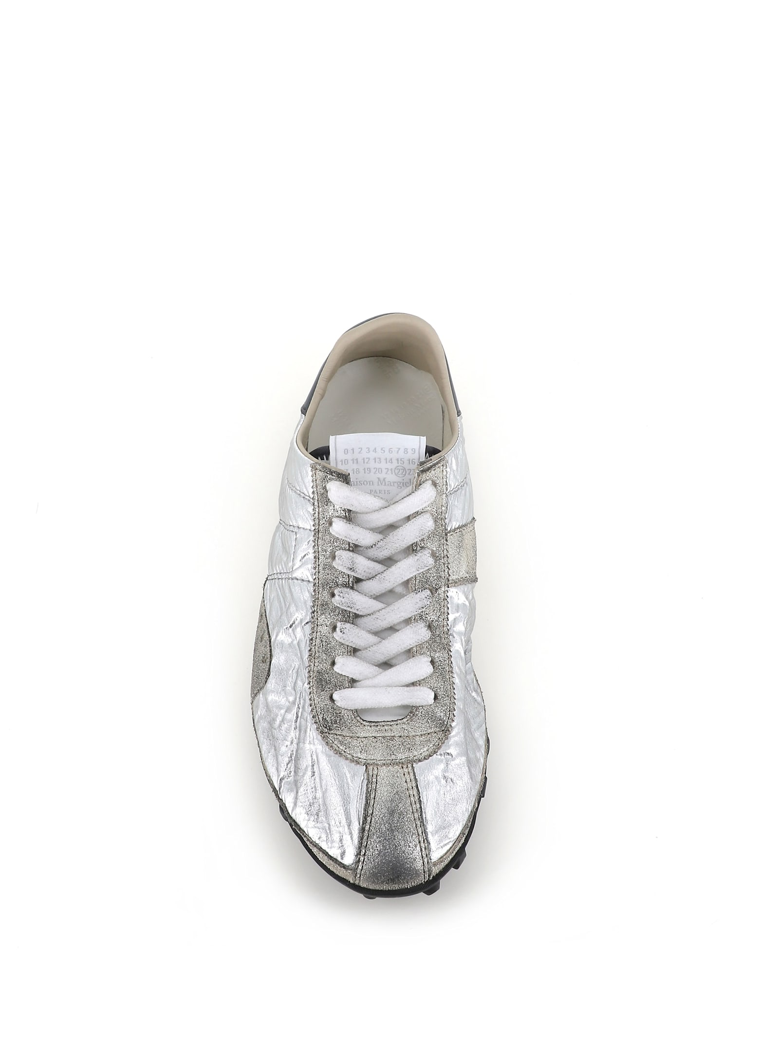 Maison Margiela Sprinters Nylon And Leather Low-top Sneakers In Silver