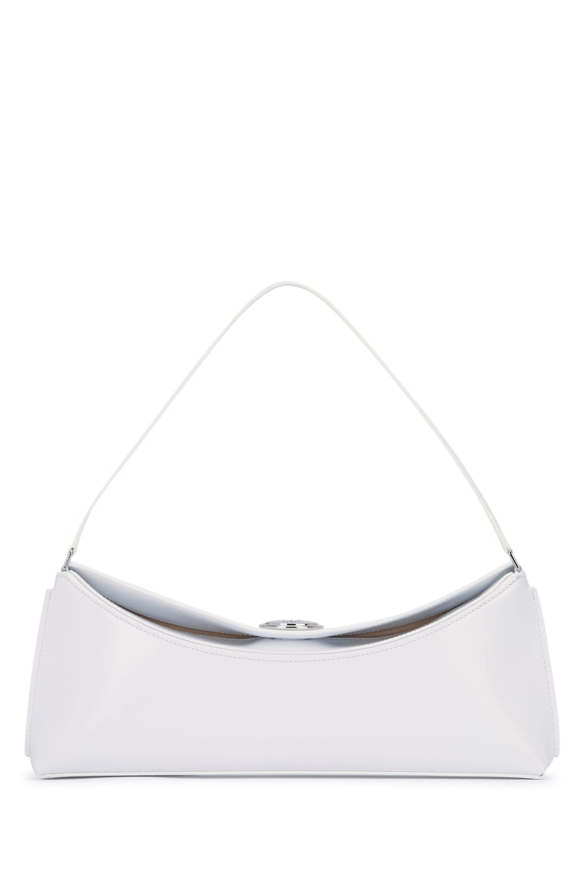 Jacquemus Le Calisso White Shoulder Bag With Engraved Snap Button In Leather Woman In White