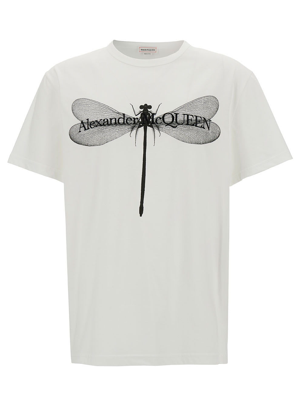 Shop Alexander Mcqueen White Crewneck T-shirt With Contrasting Logo Print In Cotton Man In White/black