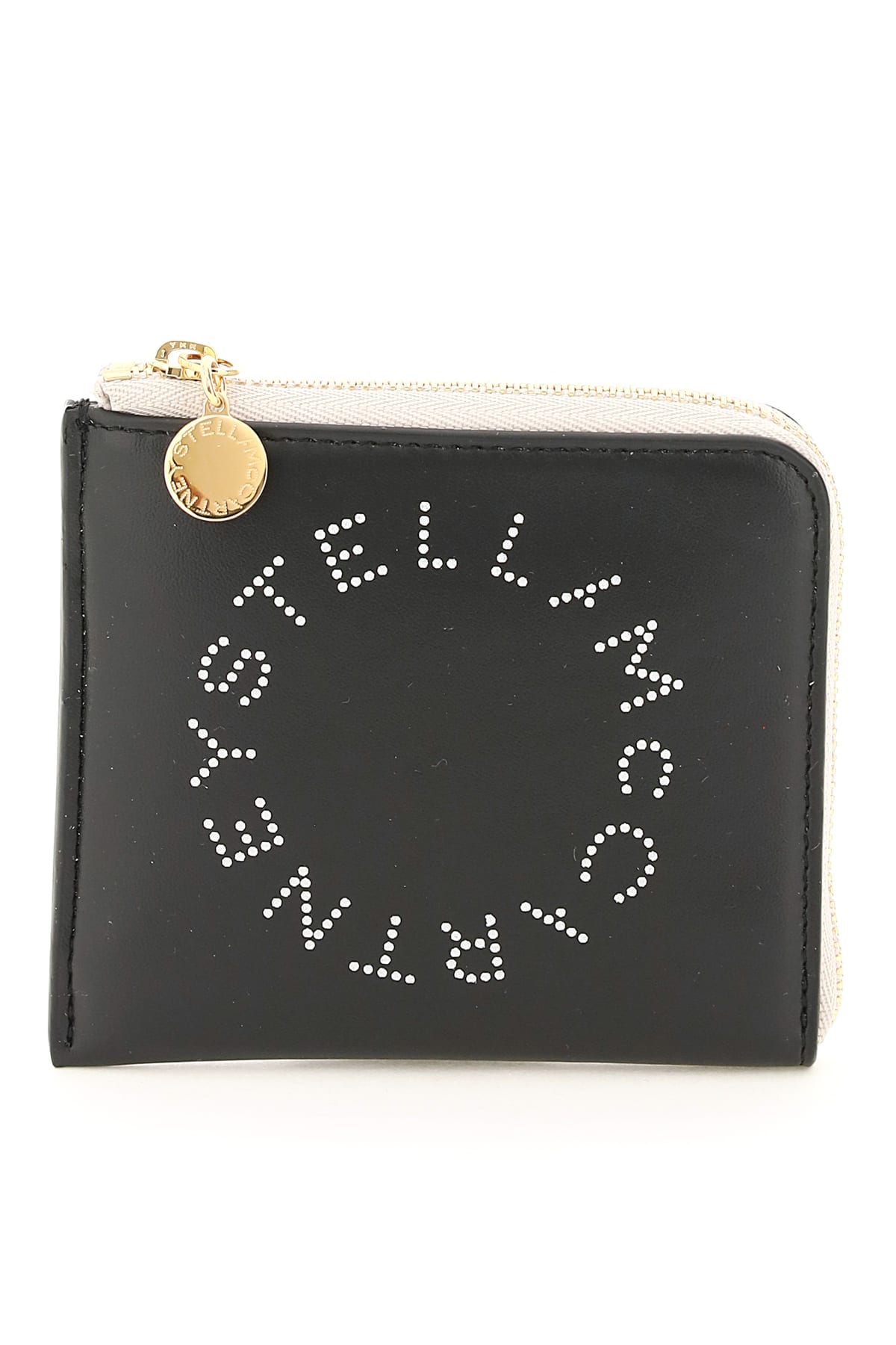 Stella Mccartney Two-tone Cardholder With Logo In Black (beige)