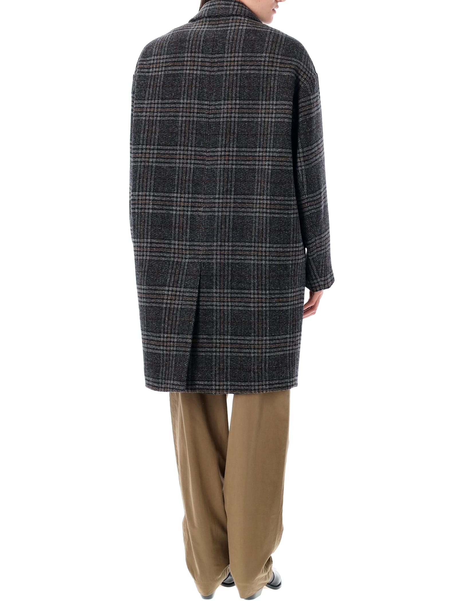 Isabel Marant Étoile Limizia Checkered Coat In Gray