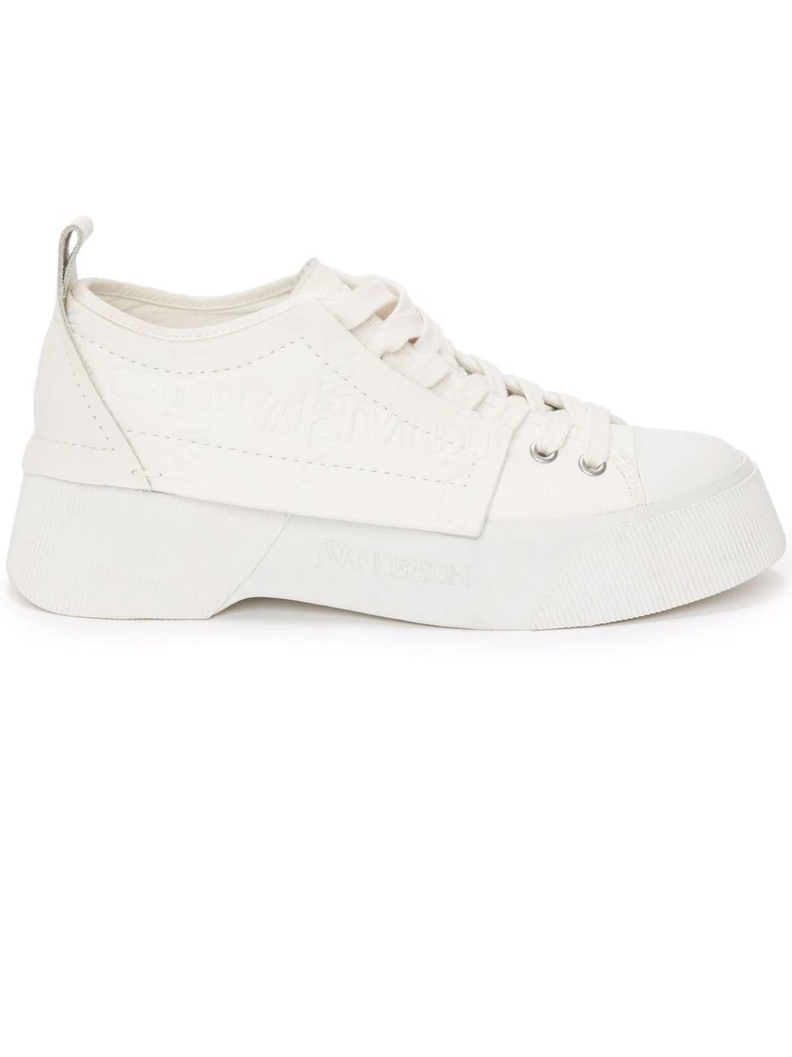 J.W. Anderson Low Top Sneakers In White Leather And Canvas