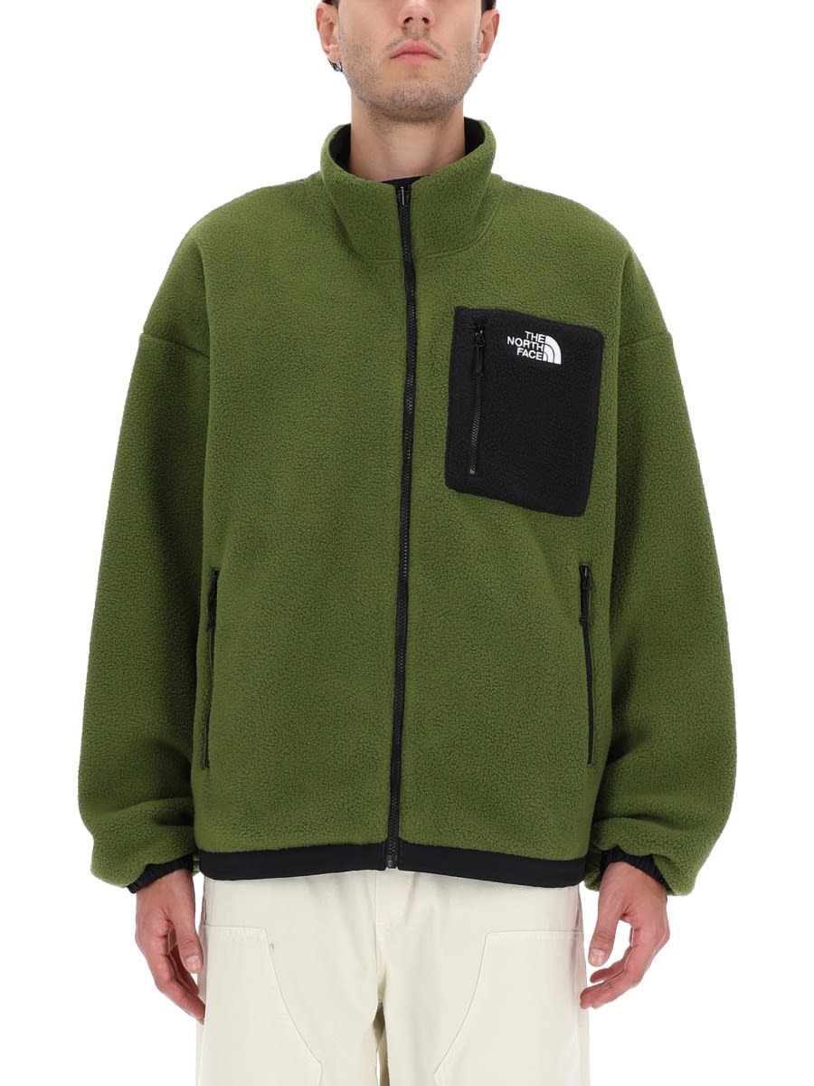 The North Face Reversible Fleece Jacket Wind Protection In Green