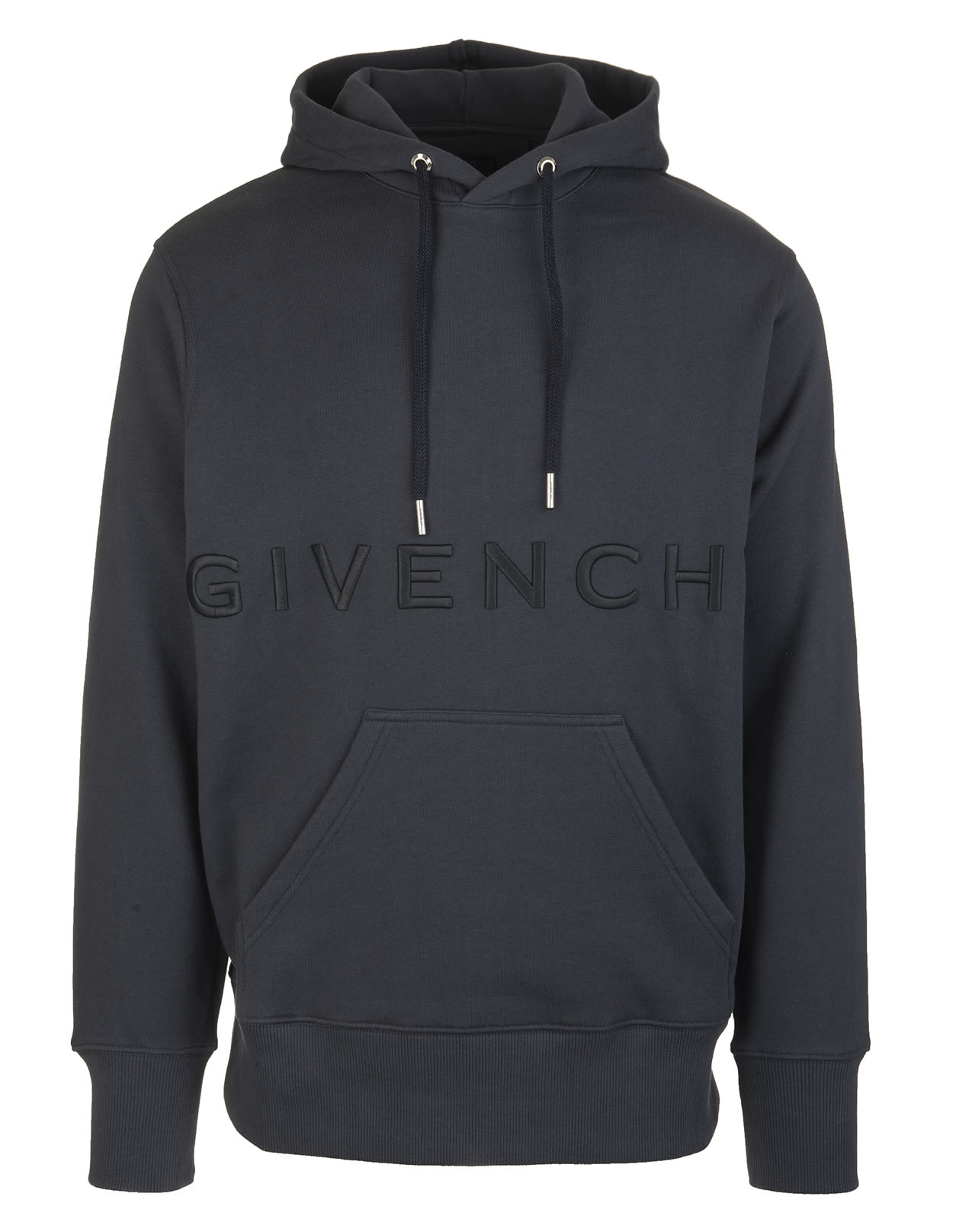 Man Navy Blue Hoodie With Givenchy 4g Embroidery