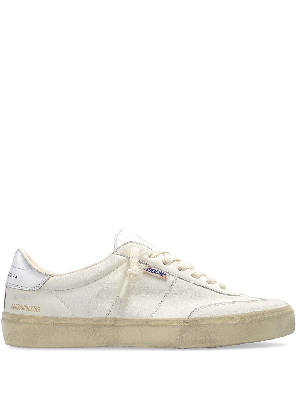 Shop Golden Goose Soul-star Nappa Upper Leather Hf Tongue Laminated Heel In White Silver